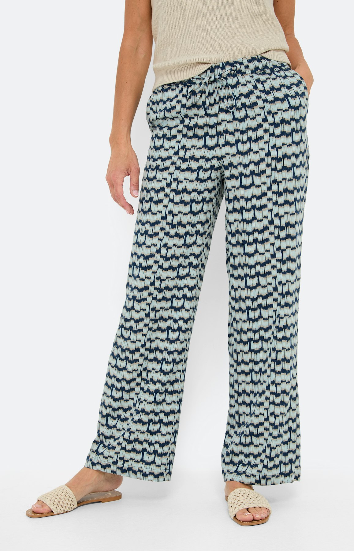 Marlene-broek met print all-over, blauw