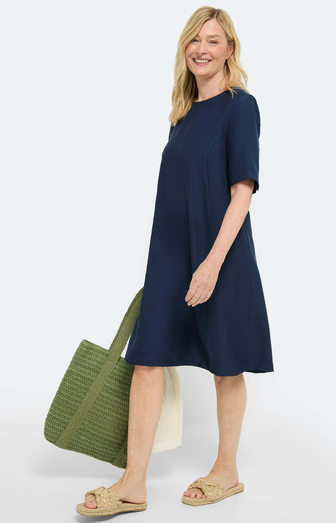 Midi zomer jurk, blauw