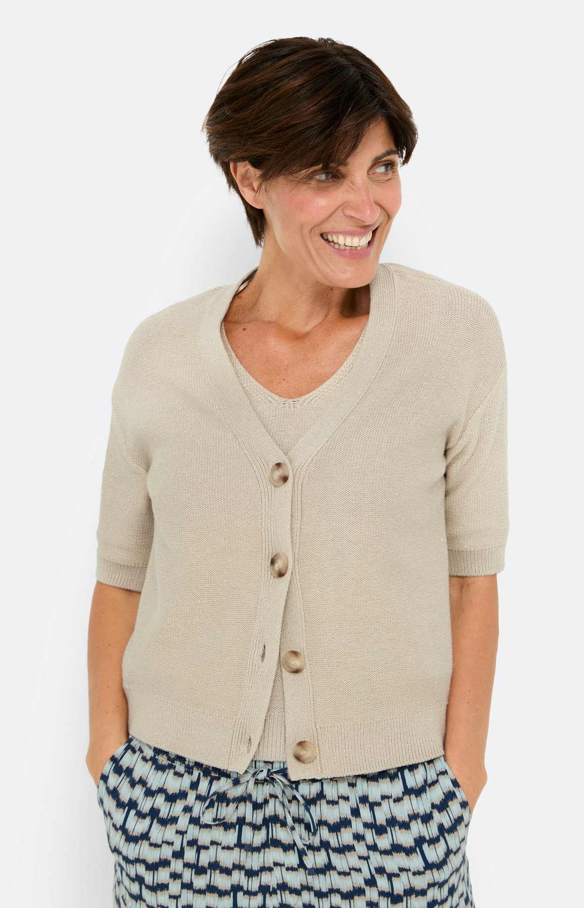 Vest met korte mouwen, set beige