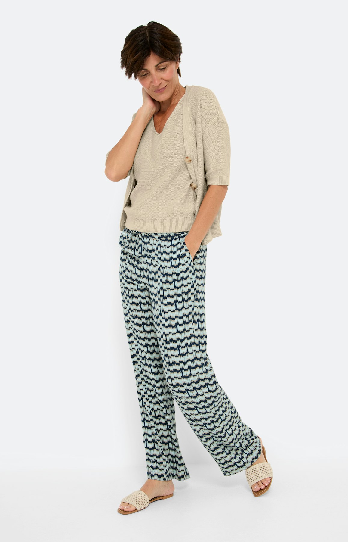 Tricot top twin set, beige