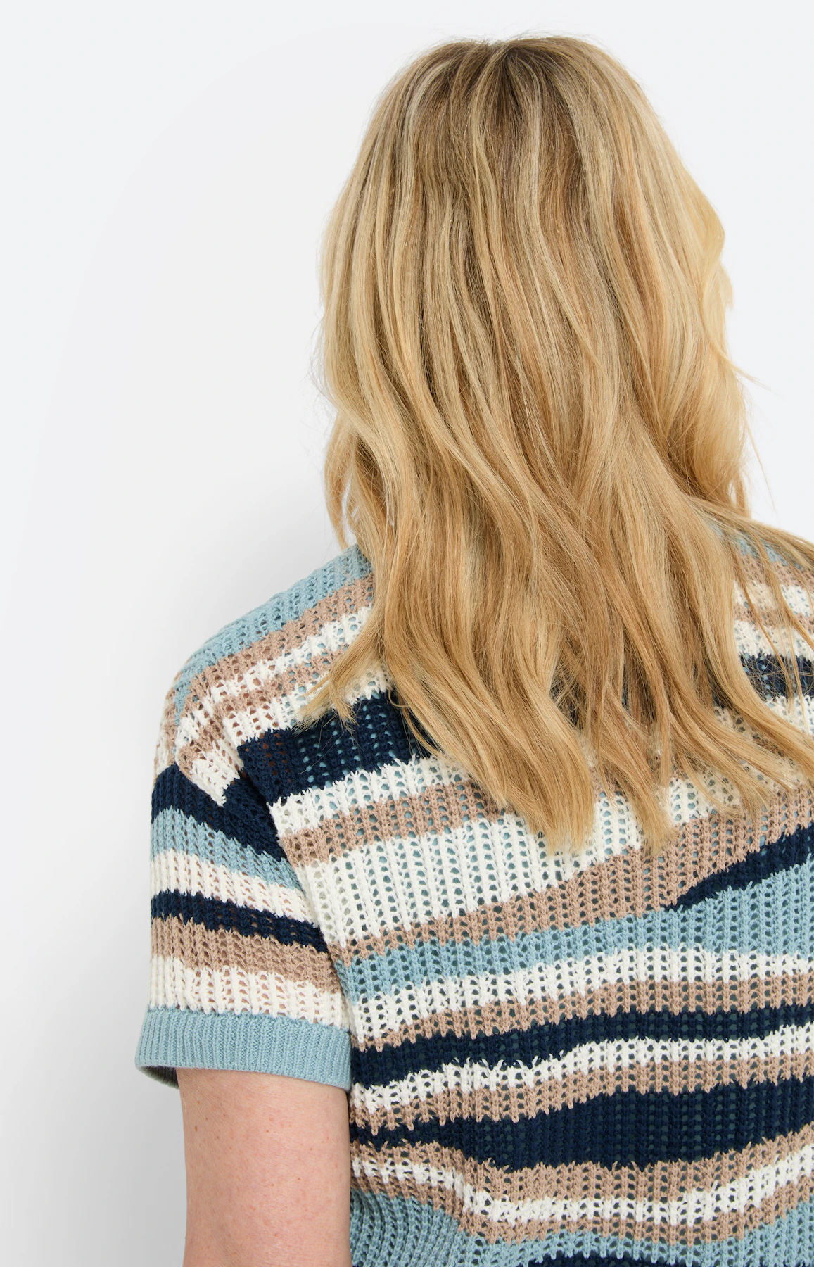 Gestreepte trui, zomerknit, blauw