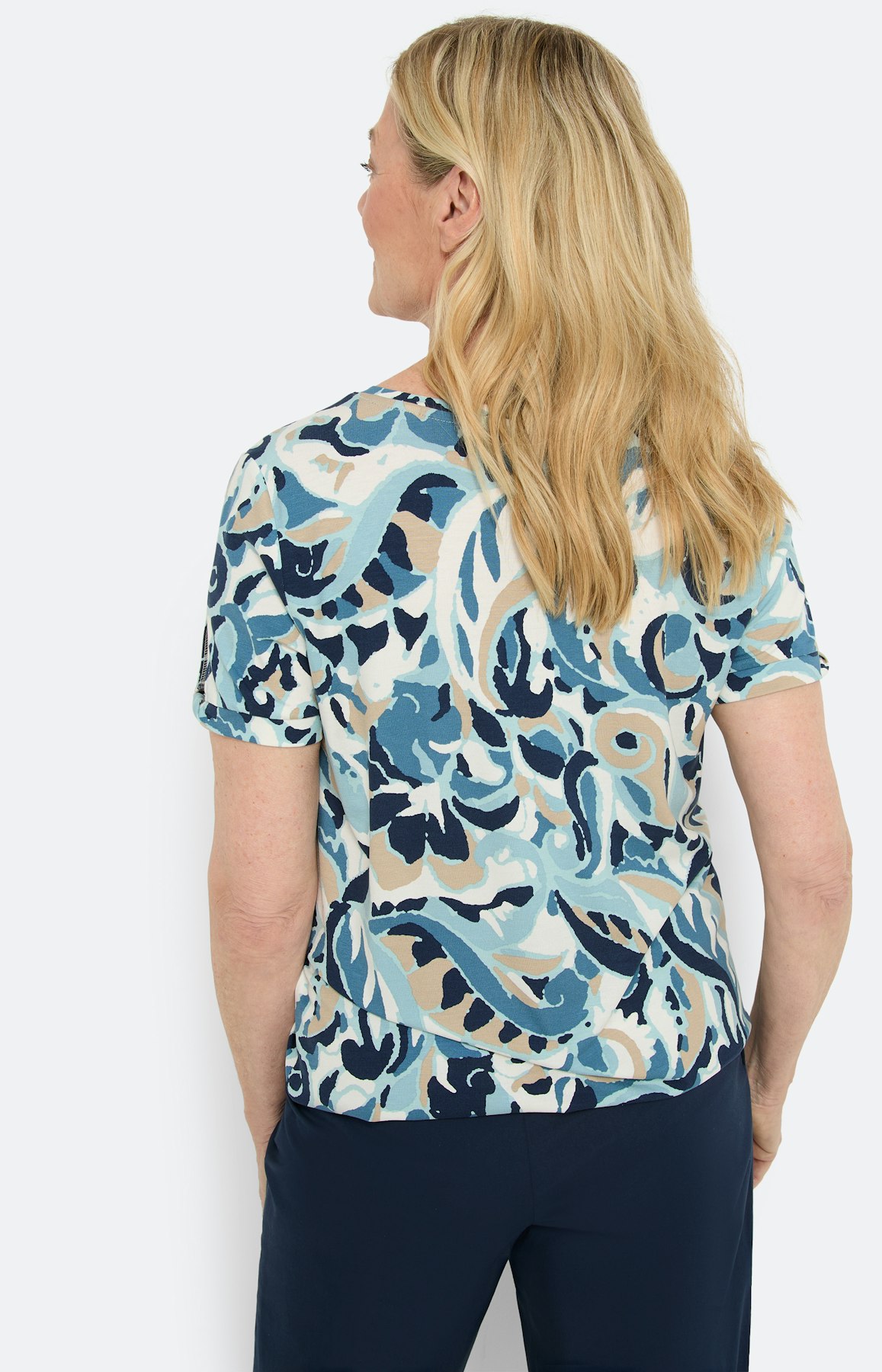 Viscose t-shirt met print, blauw