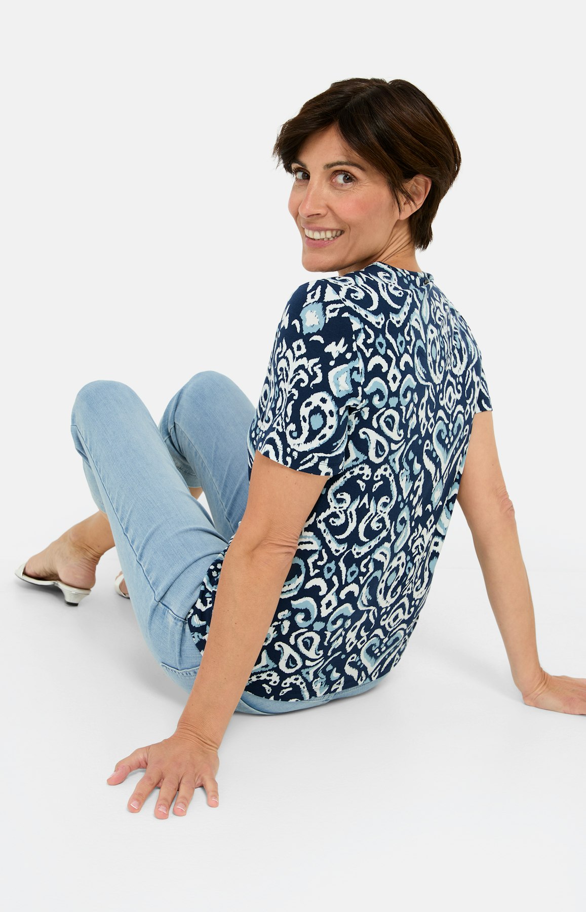 T-shirt met meshinzet, marine