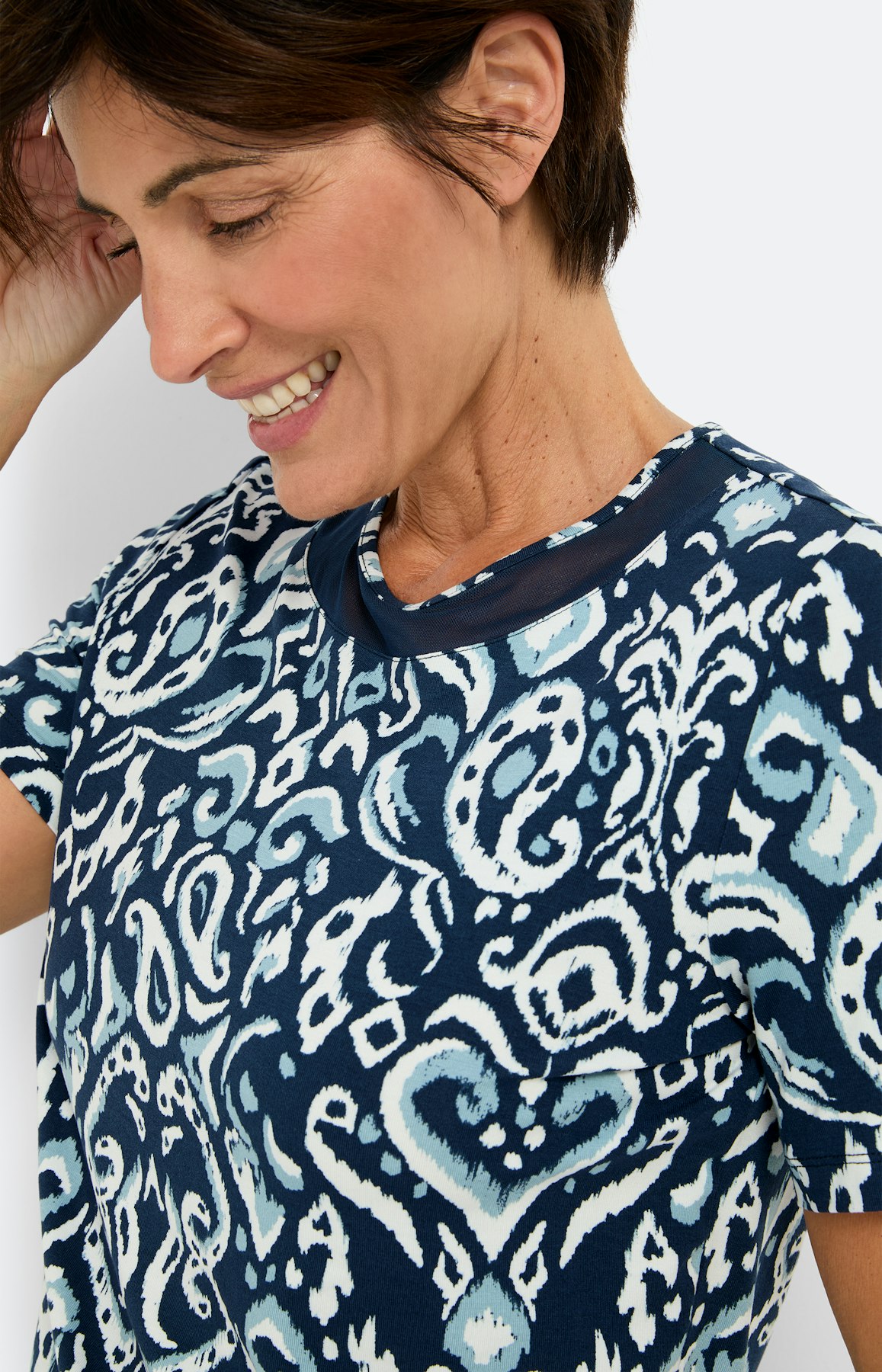 T-shirt met meshinzet, marine