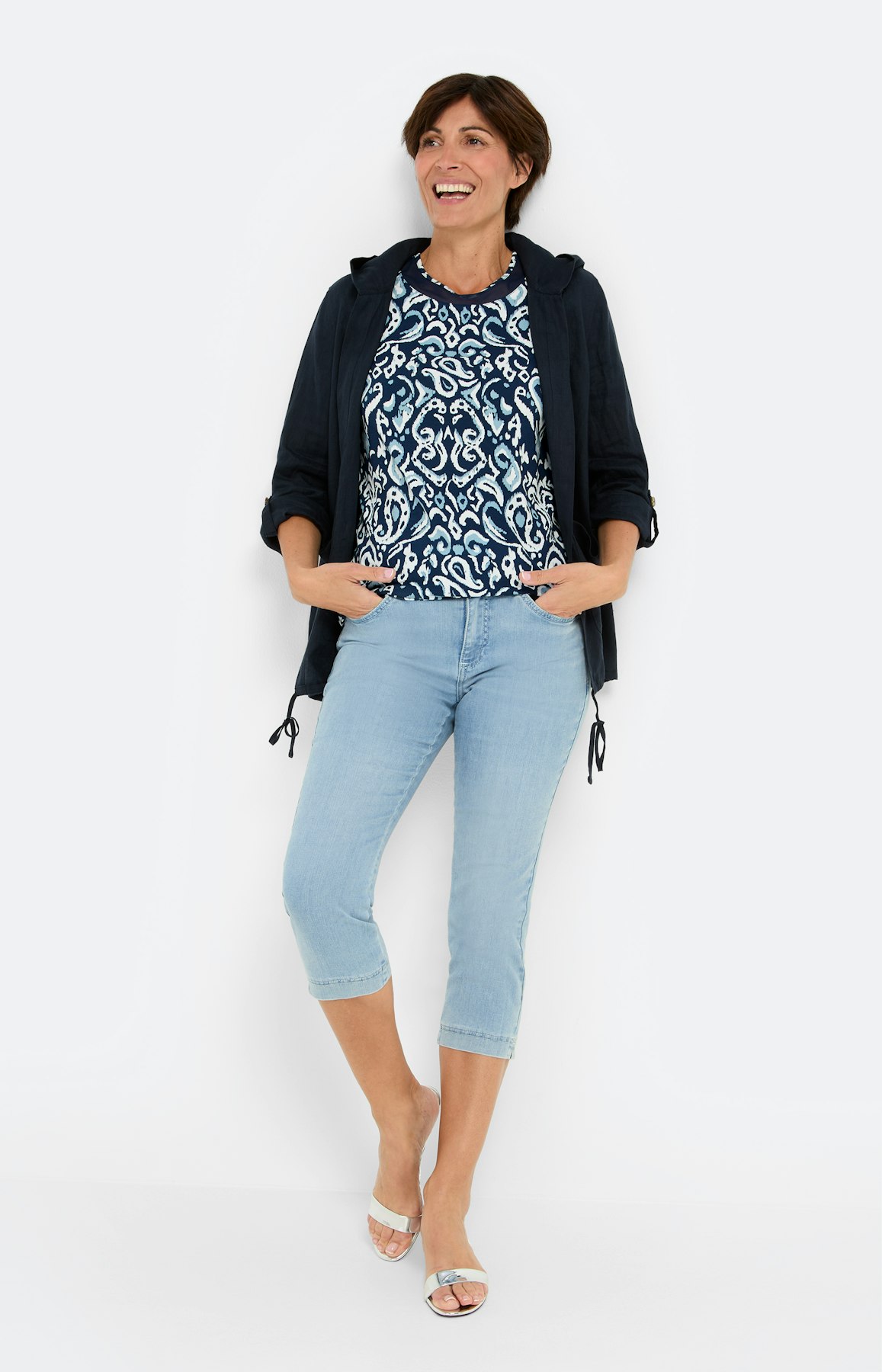 T-shirt met meshinzet, marine