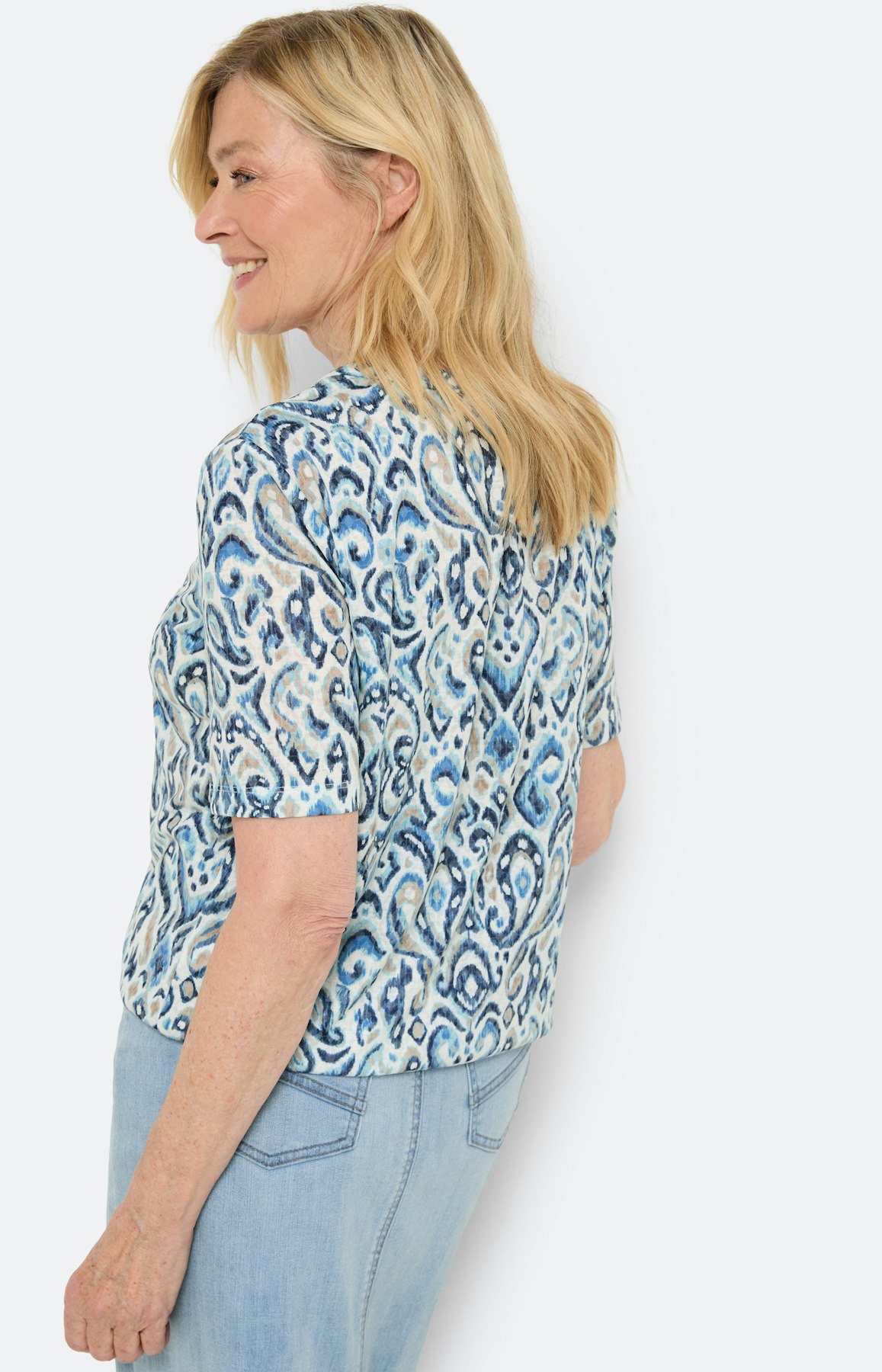 T-shirt met burnout-optiek, blauw beige