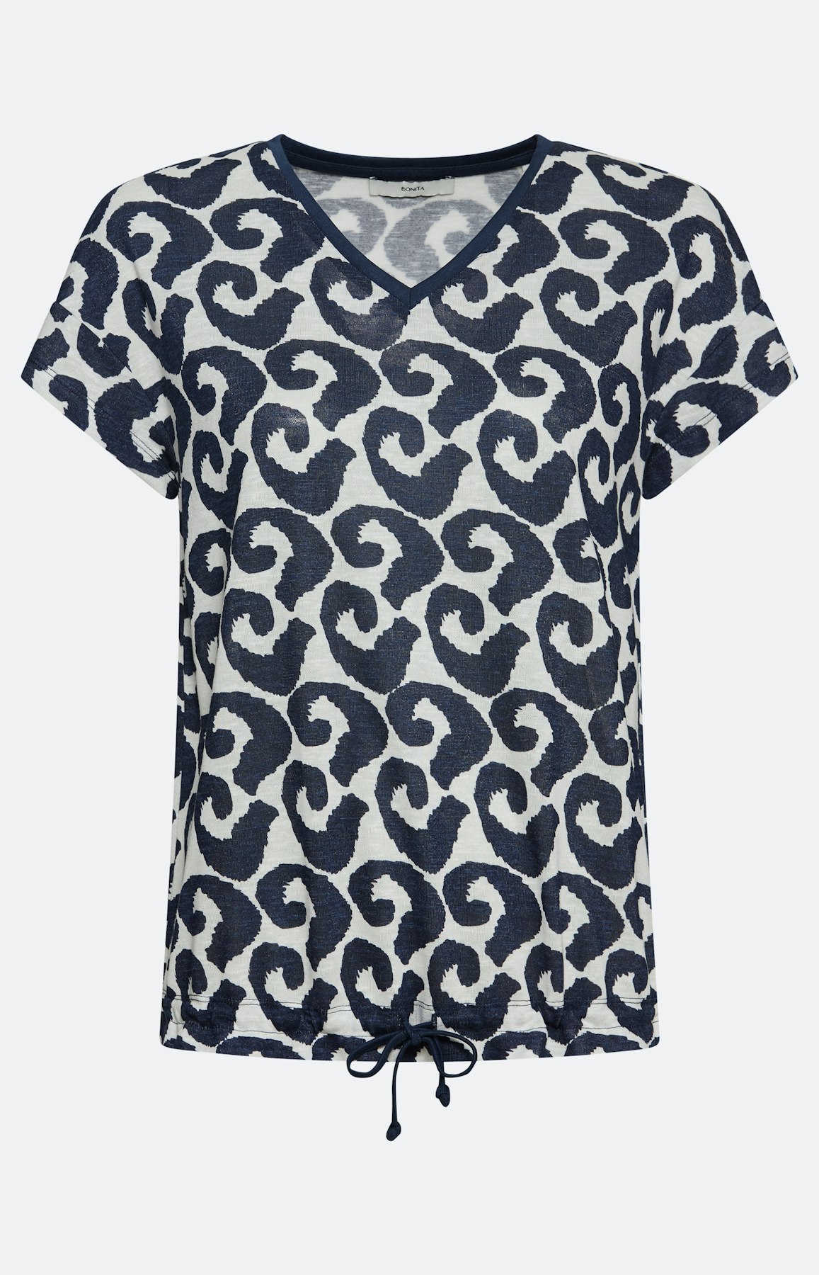 T-shirt met print, blauw beige