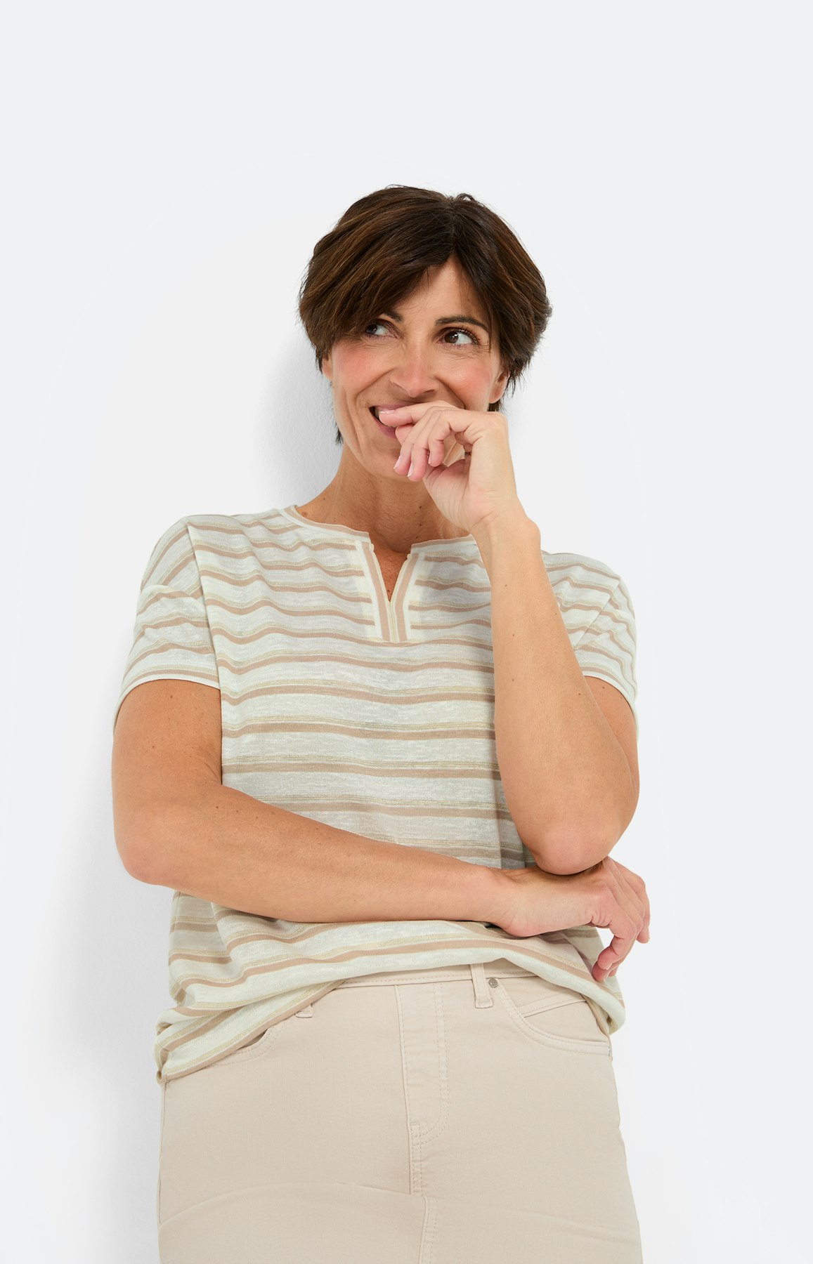 Linnen-optiek shirt, gestreept