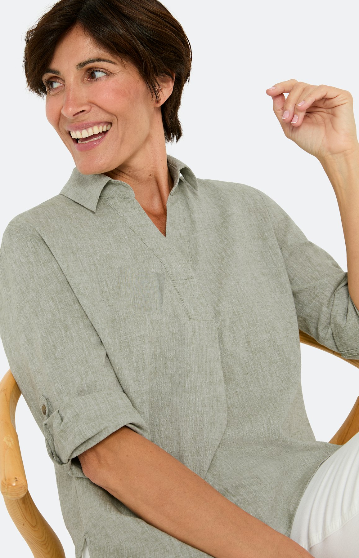 Gemêleerde blouse in een linnenmix