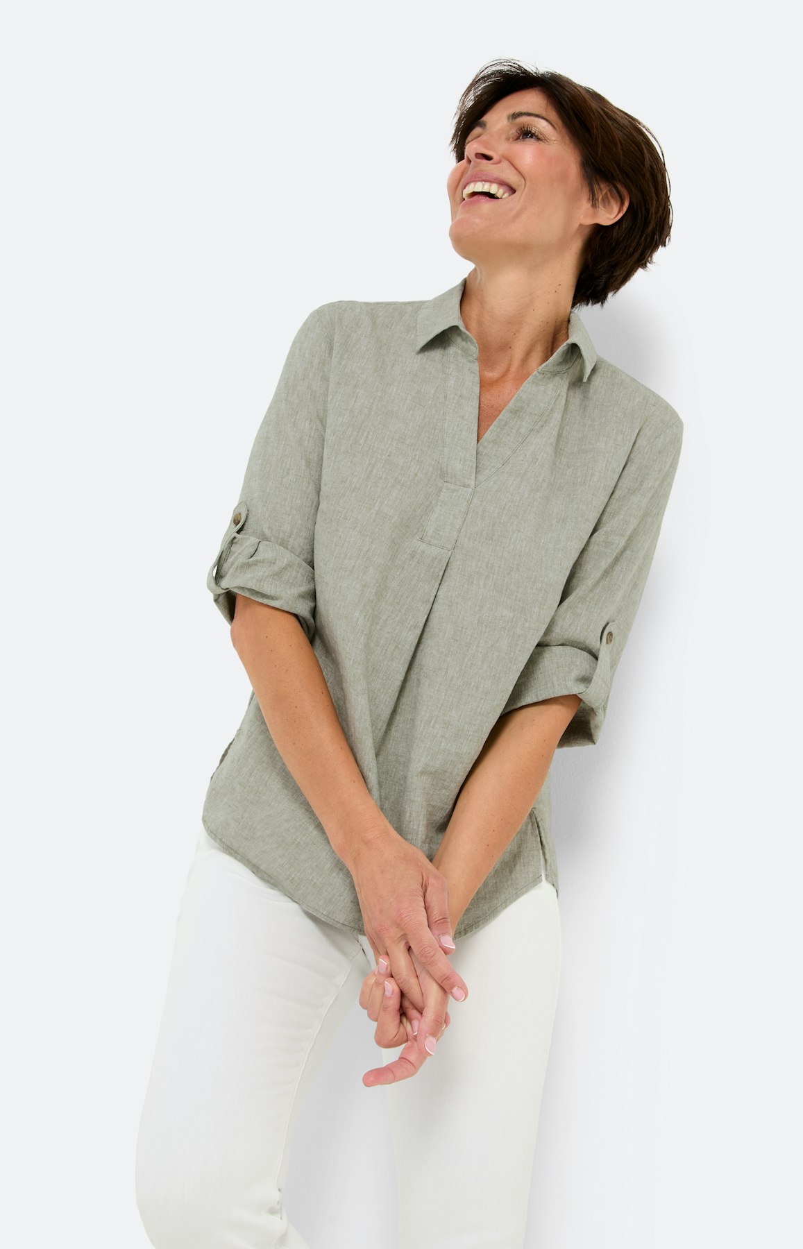 Gemêleerde blouse in een linnenmix