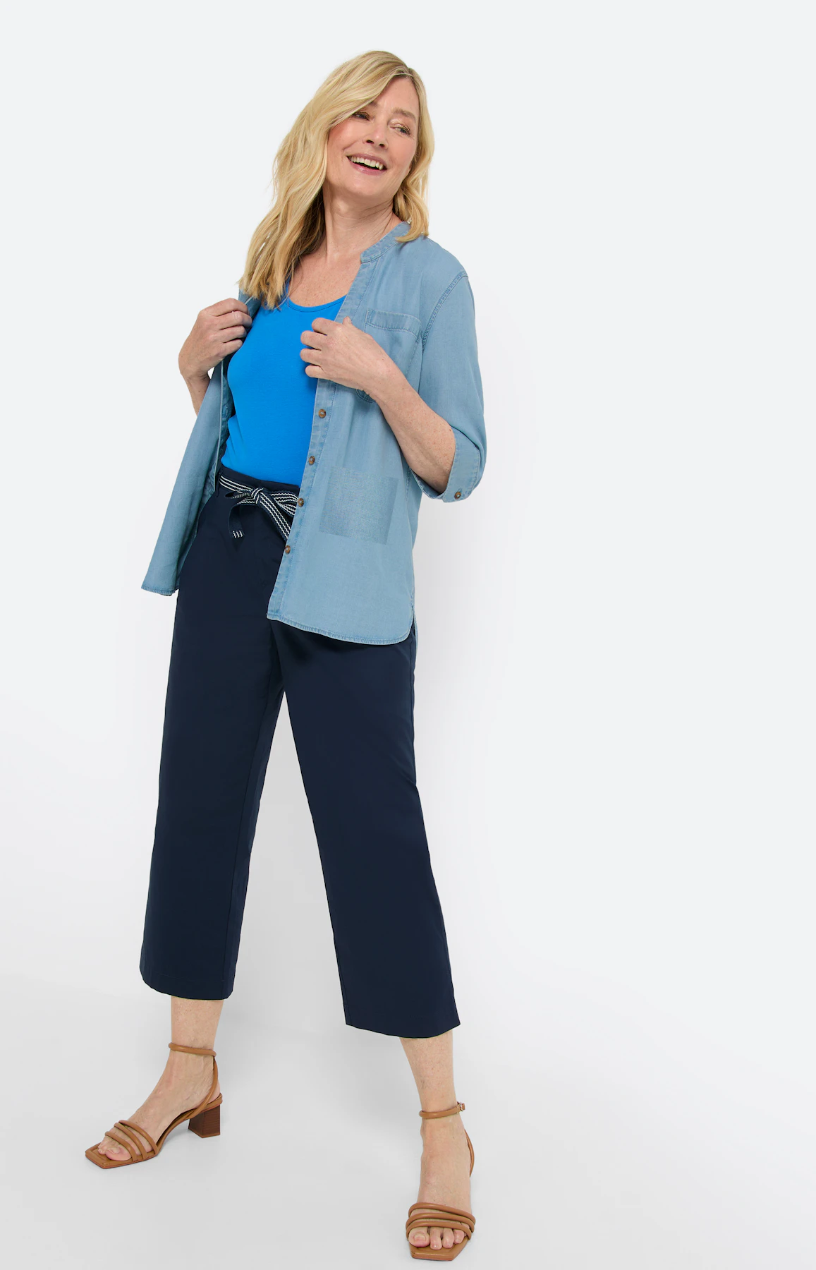 Lyocell blouse jeans-look, medium blue
