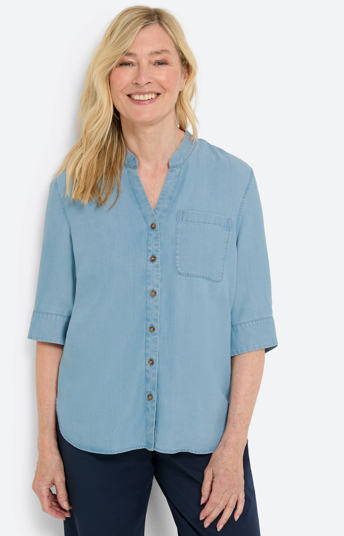 Lyocell blouse jeans-look, medium blue