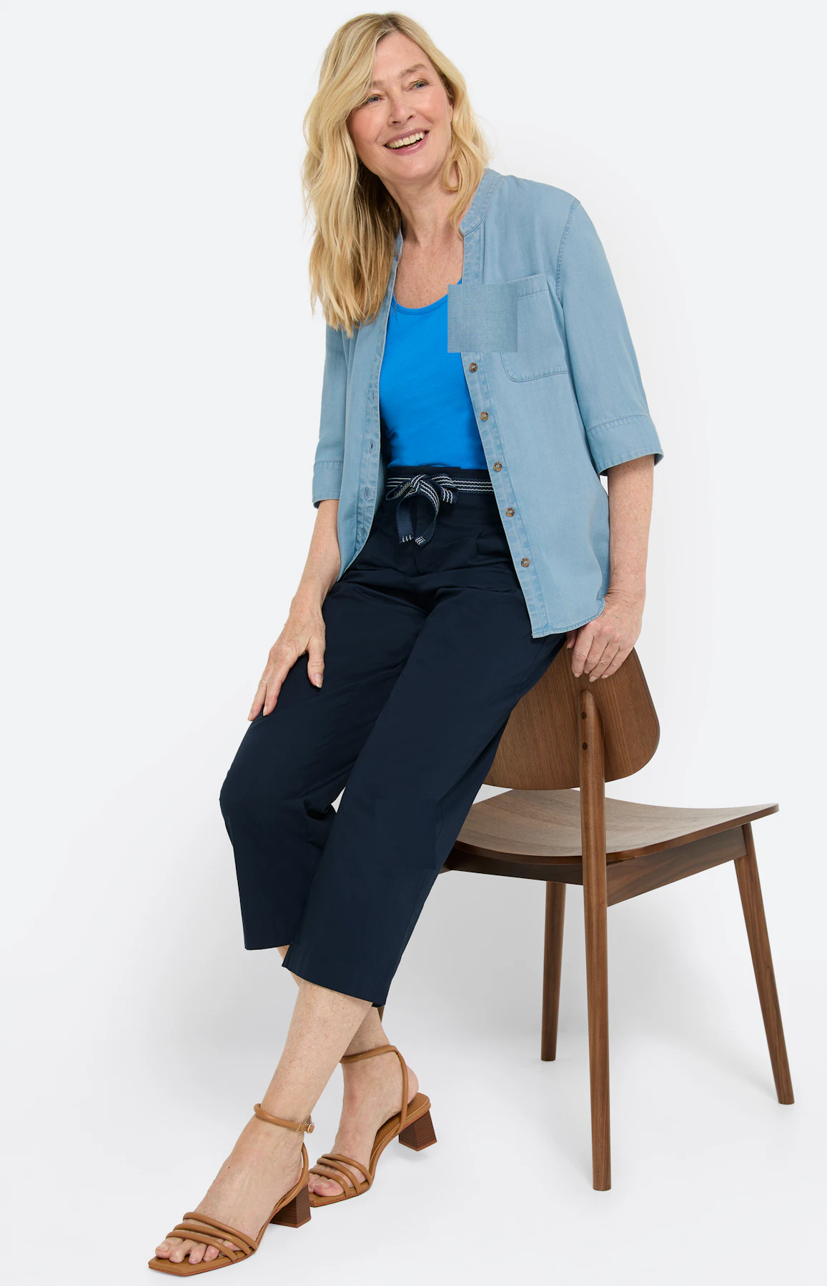 Lyocell blouse jeans-look, medium blue
