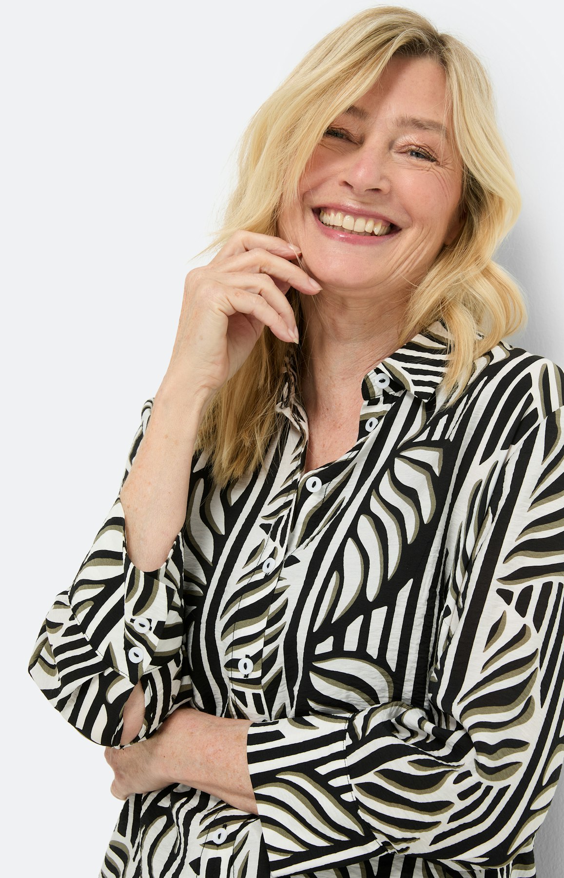 Blouse, set met bladeren print