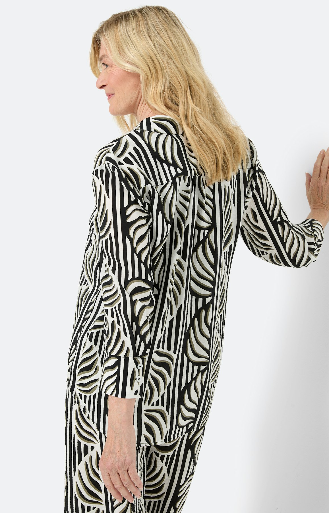 Blouse, set met bladeren print