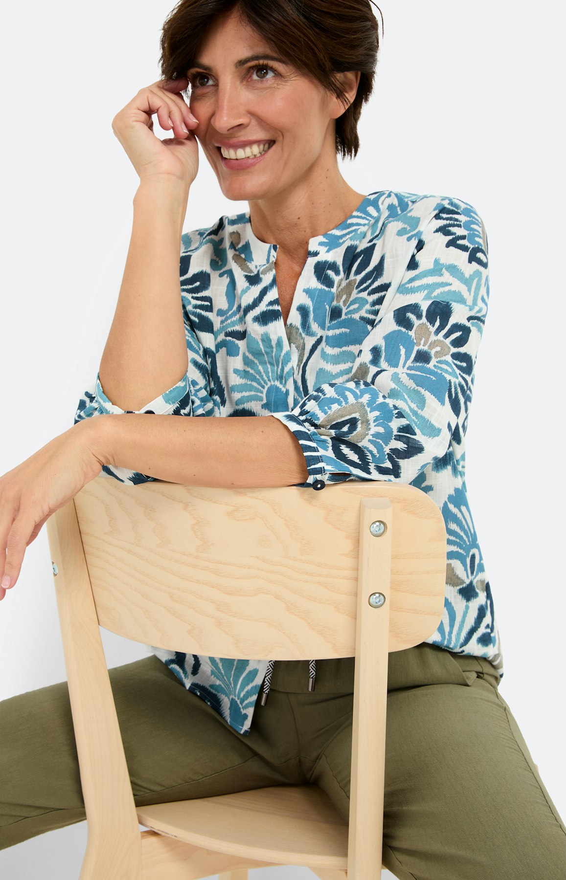 Gedessineerde blouse met 3/4-mouwen