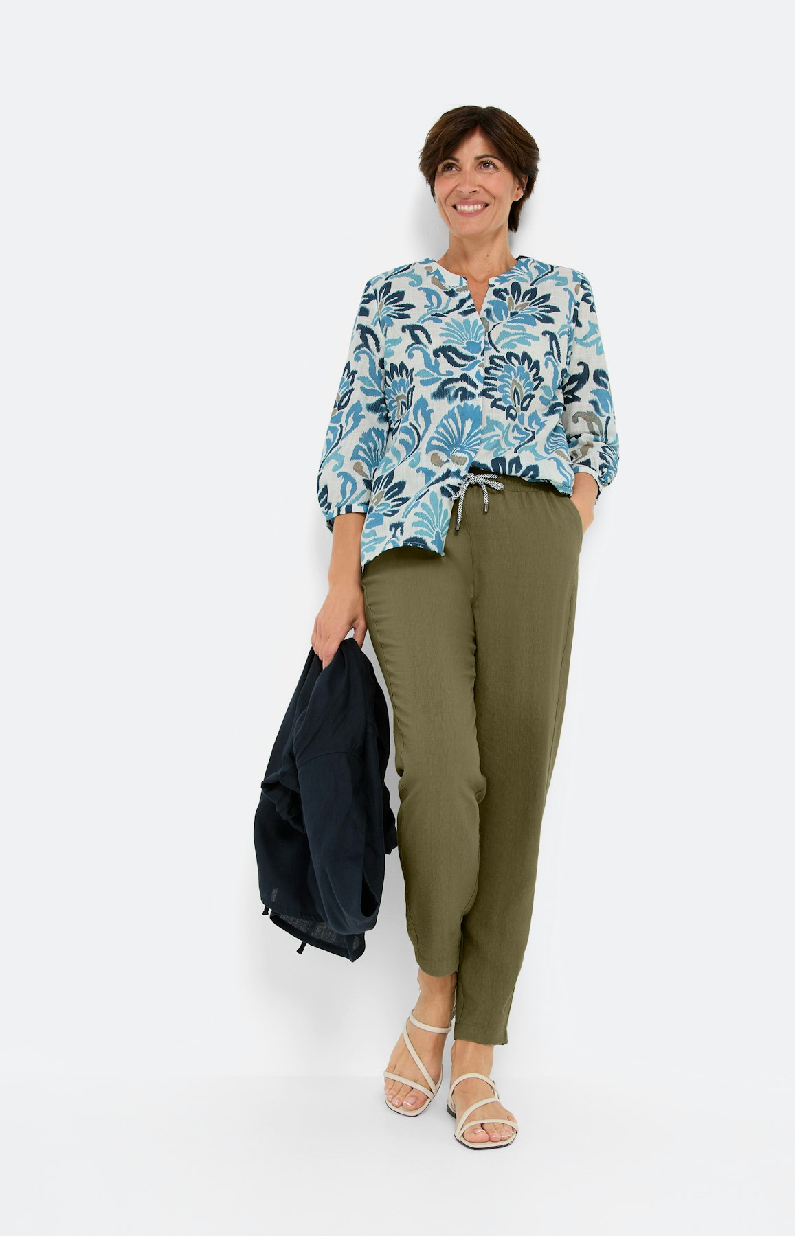 Gedessineerde blouse met 3/4-mouwen