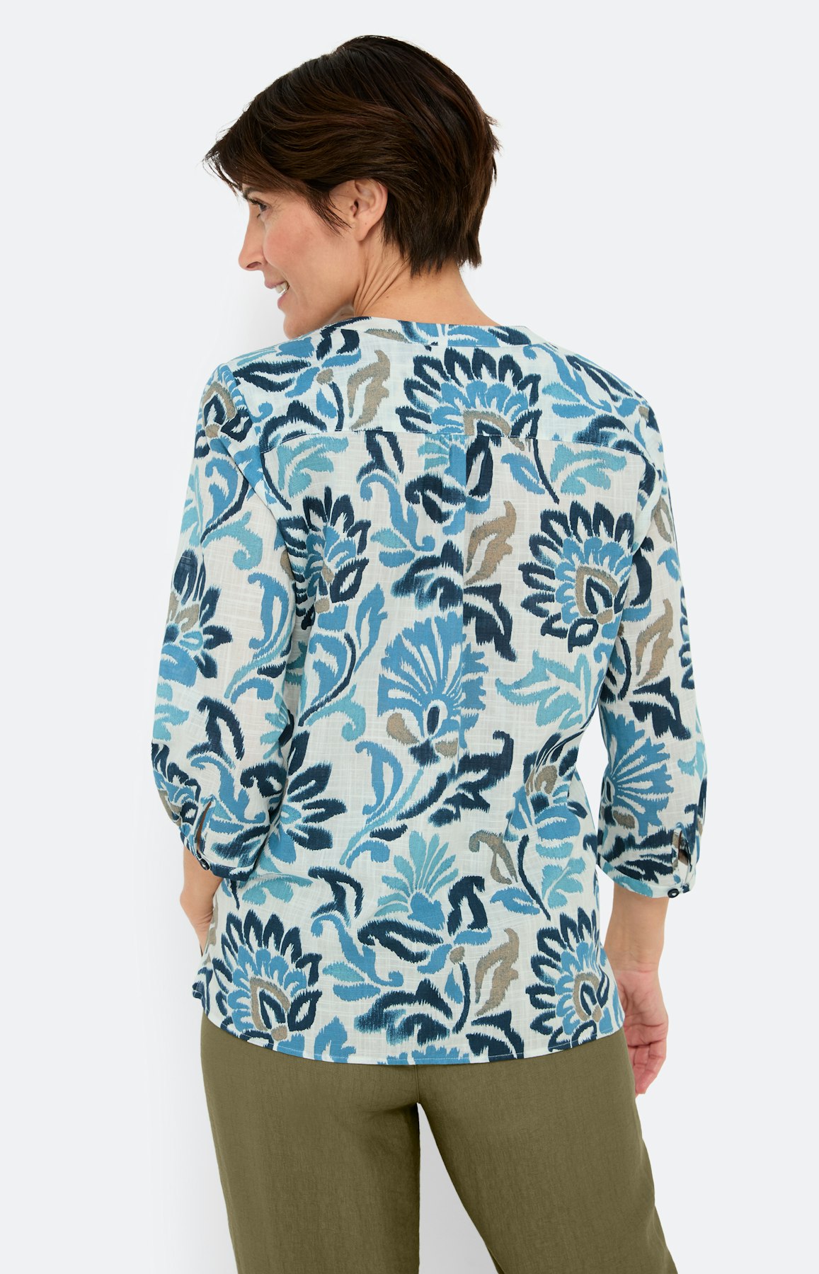 Gedessineerde blouse met 3/4-mouwen