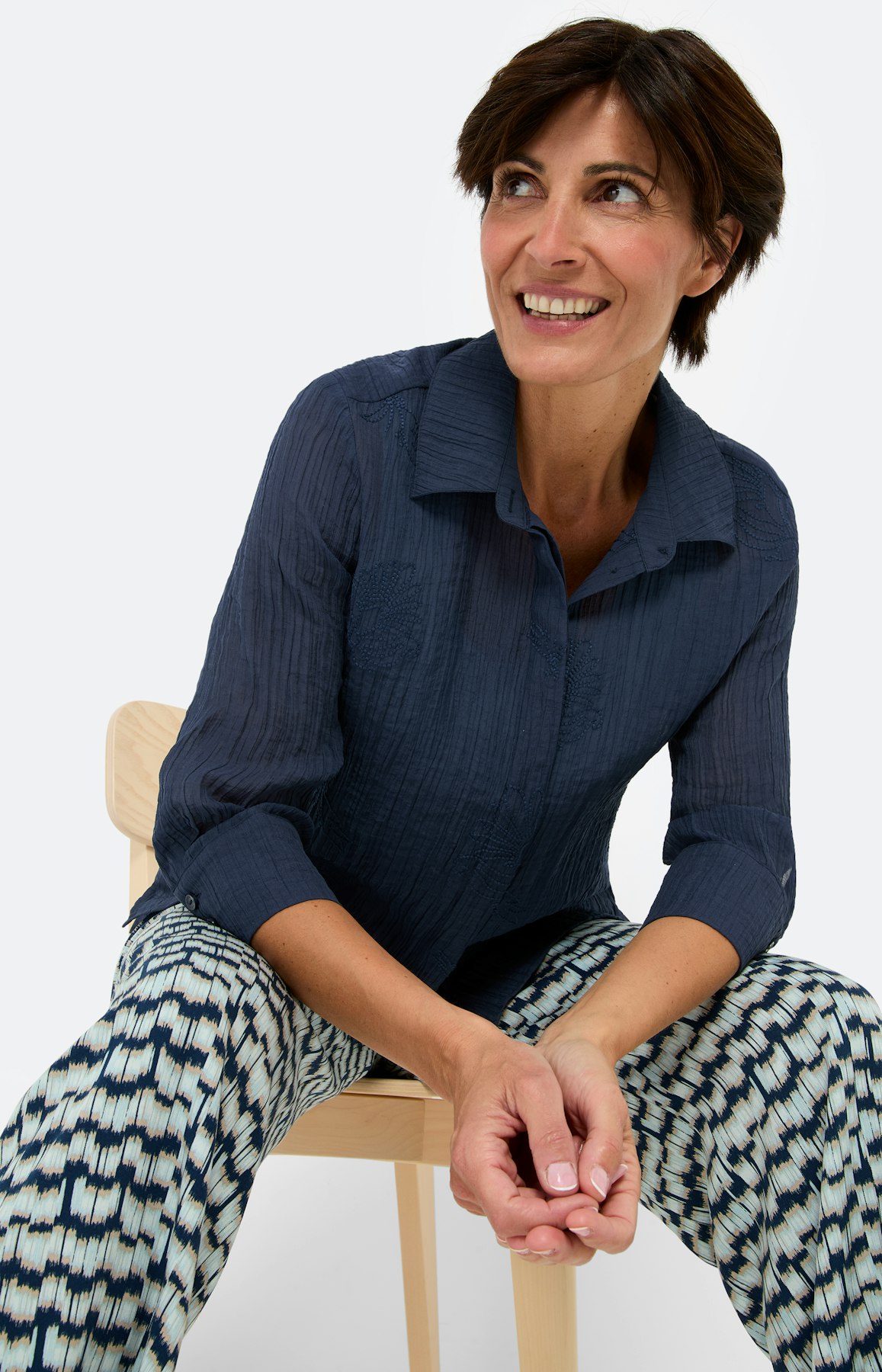 Lyocell overhemdblouse, marine