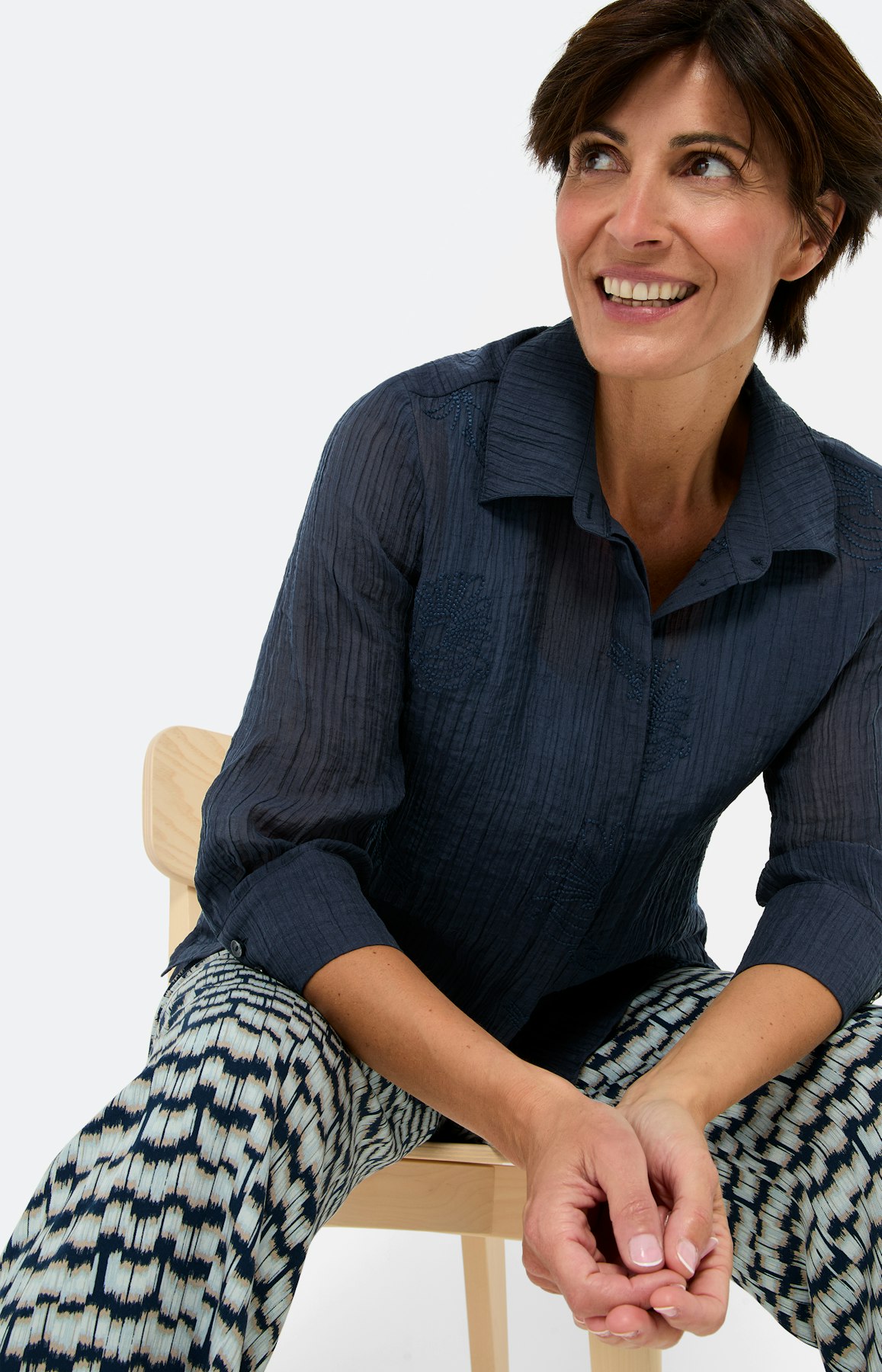 Lyocell overhemdblouse, marine