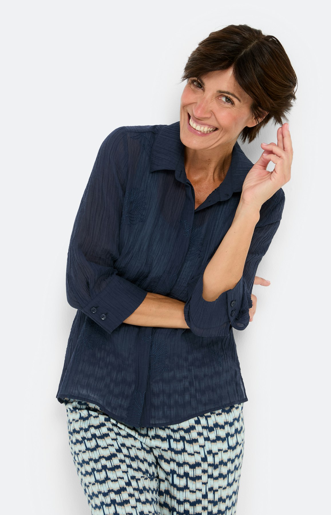 Lyocell overhemdblouse, marine