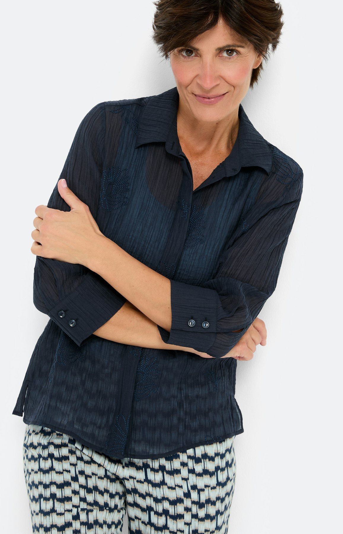 Lyocell overhemdblouse, marine