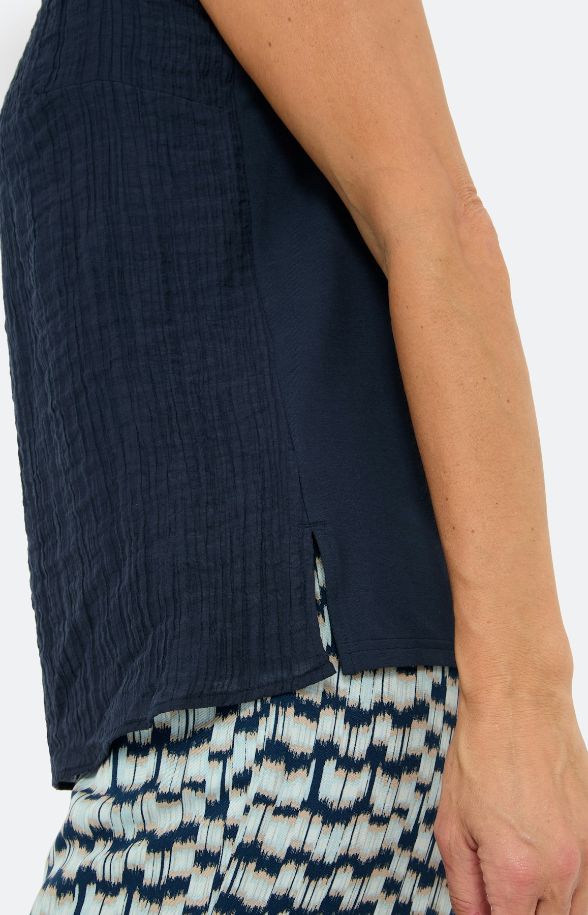 Crincle Blusentop, marine