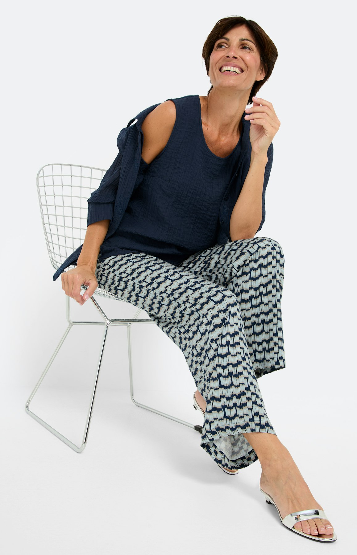 Crincle Blusentop, marine