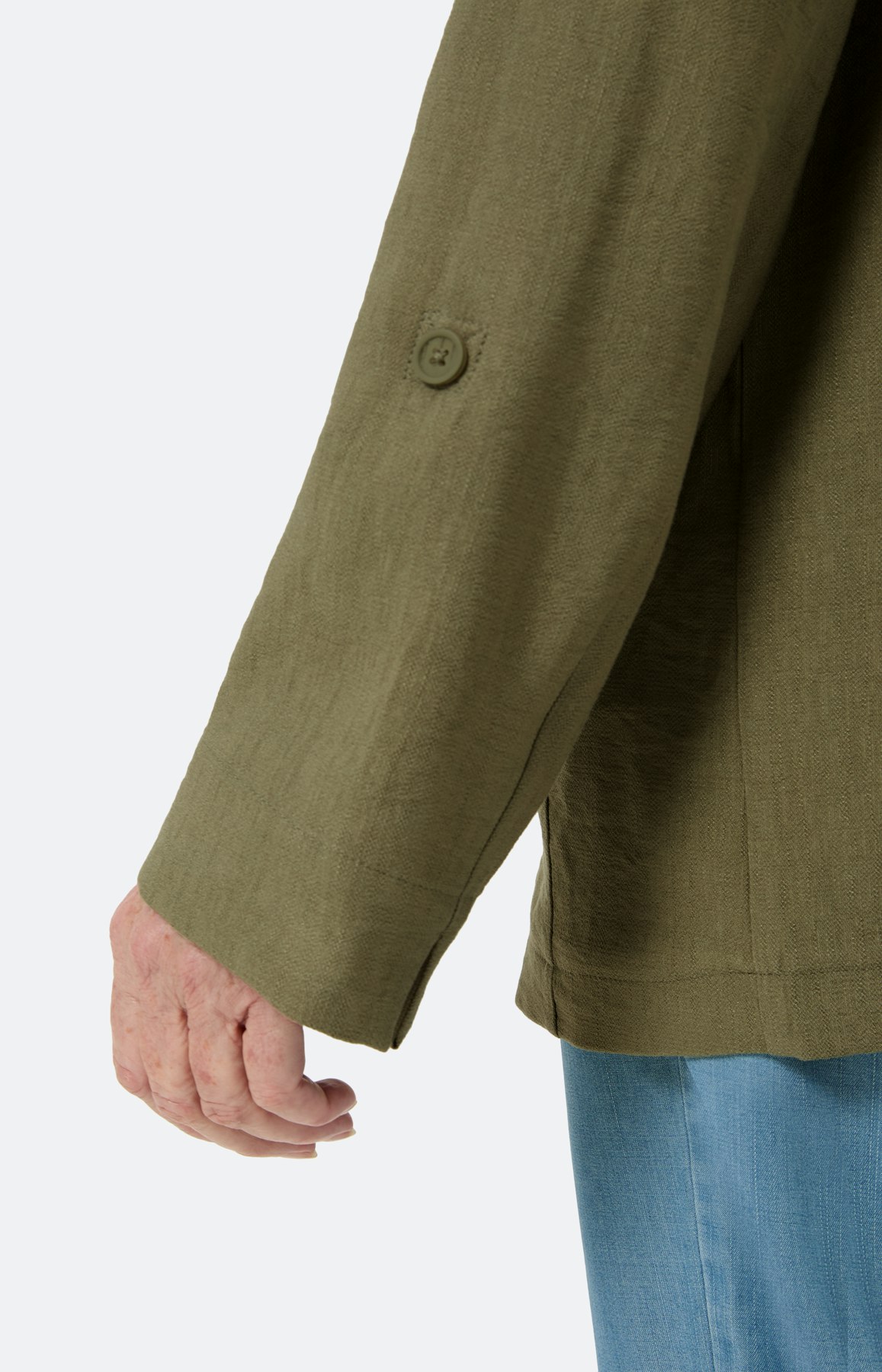 Lichte open blazer, set olive