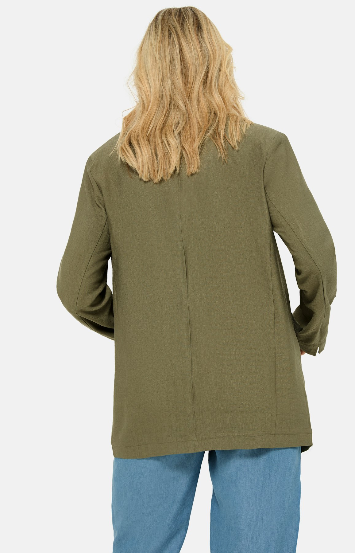 Lichte open blazer, set olive