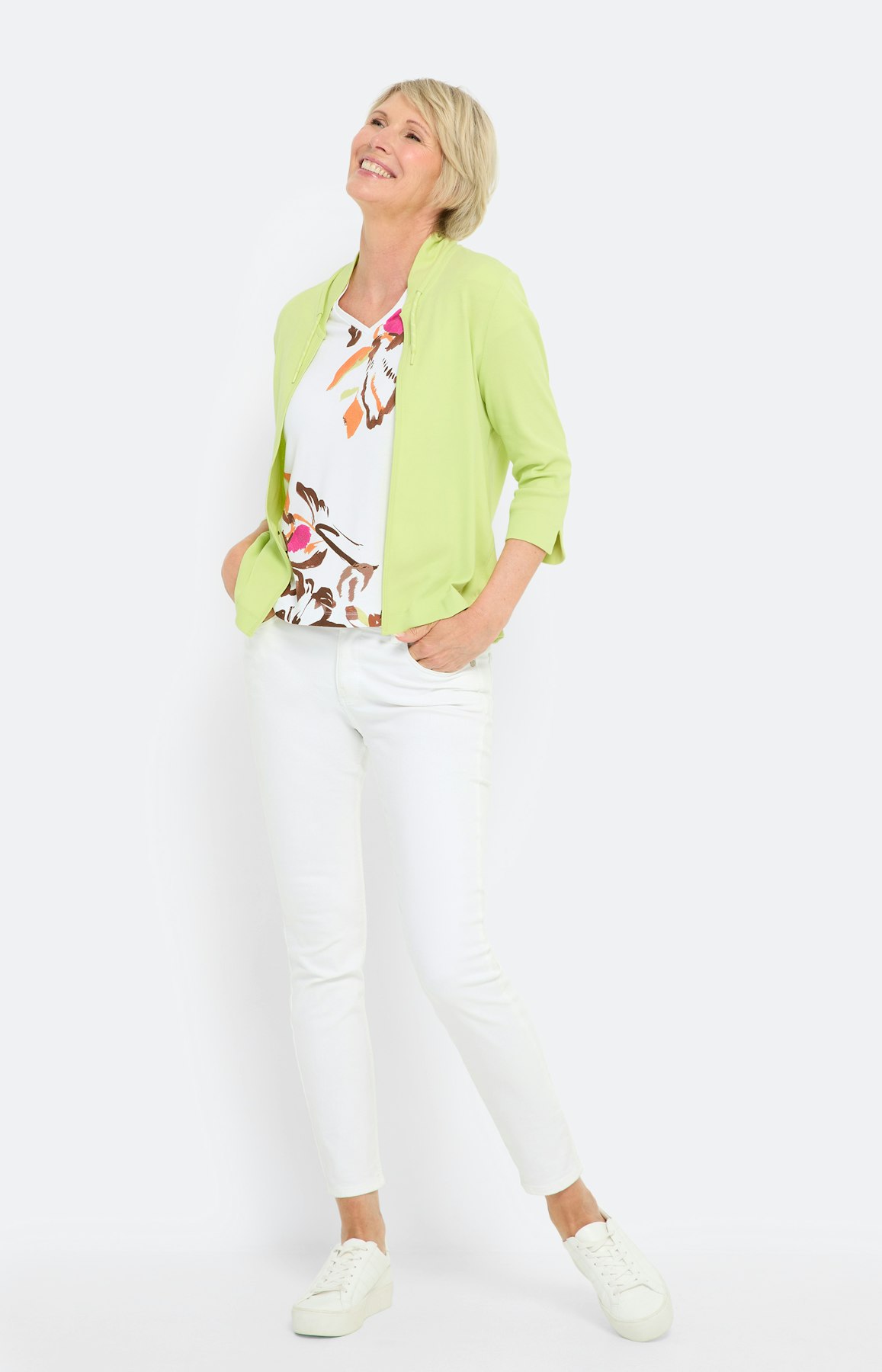 Gerippte Jersey-Jacke, limone