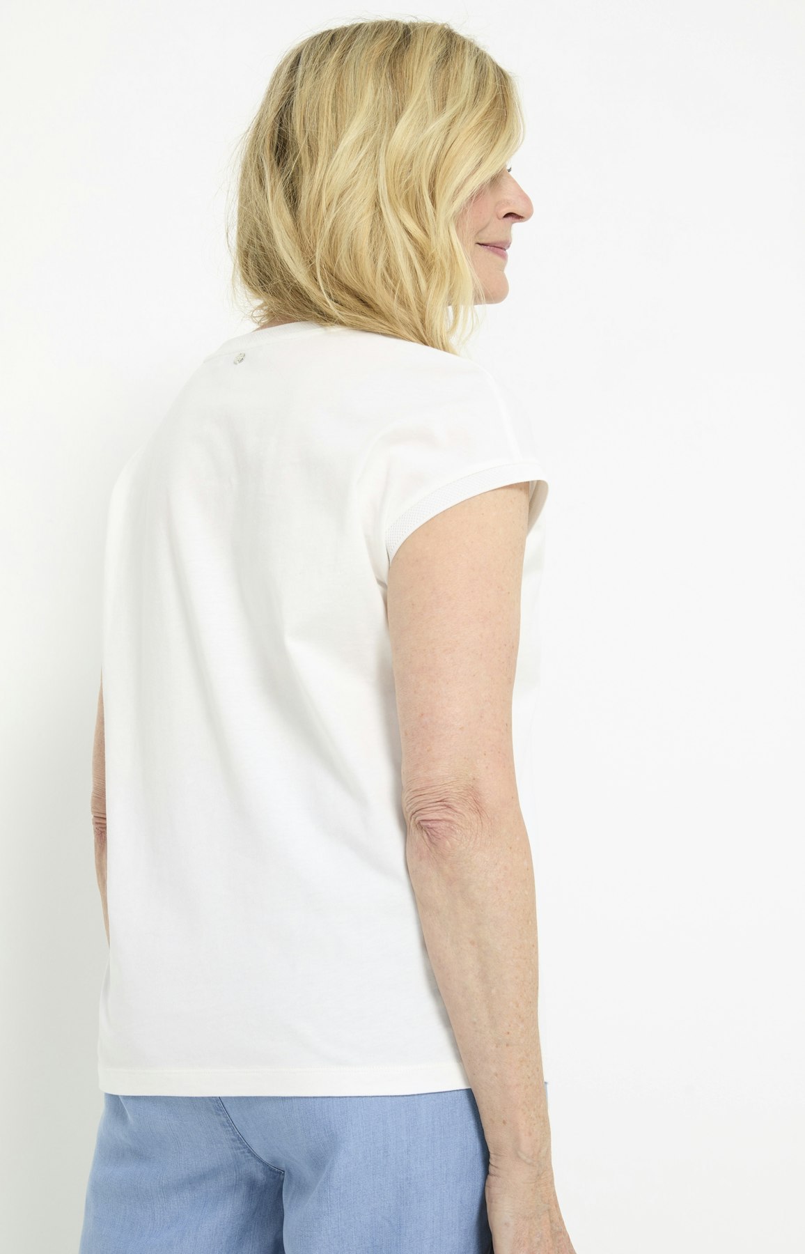 Modieus shirt met folieprint, wit goud