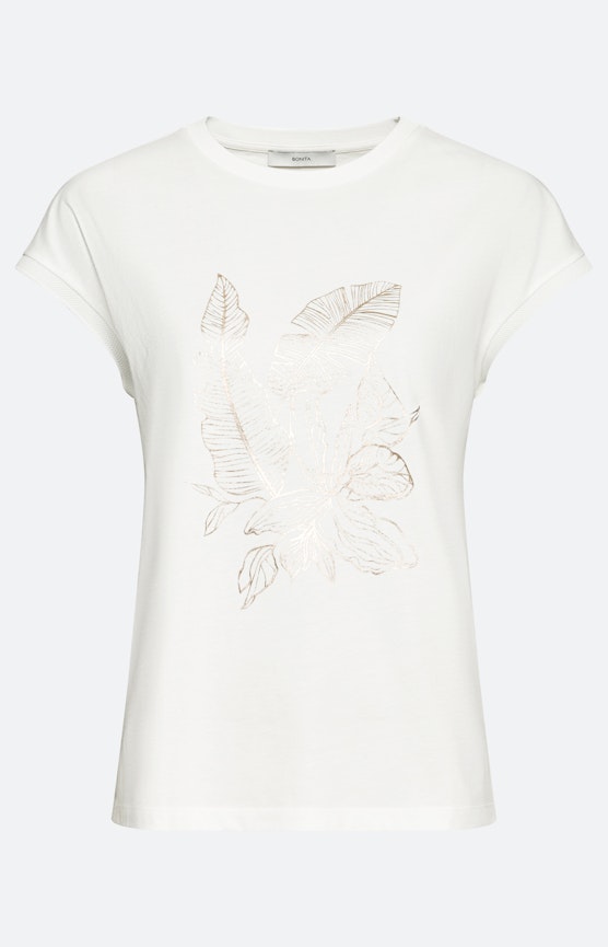 Modieus shirt met folieprint, wit goud
