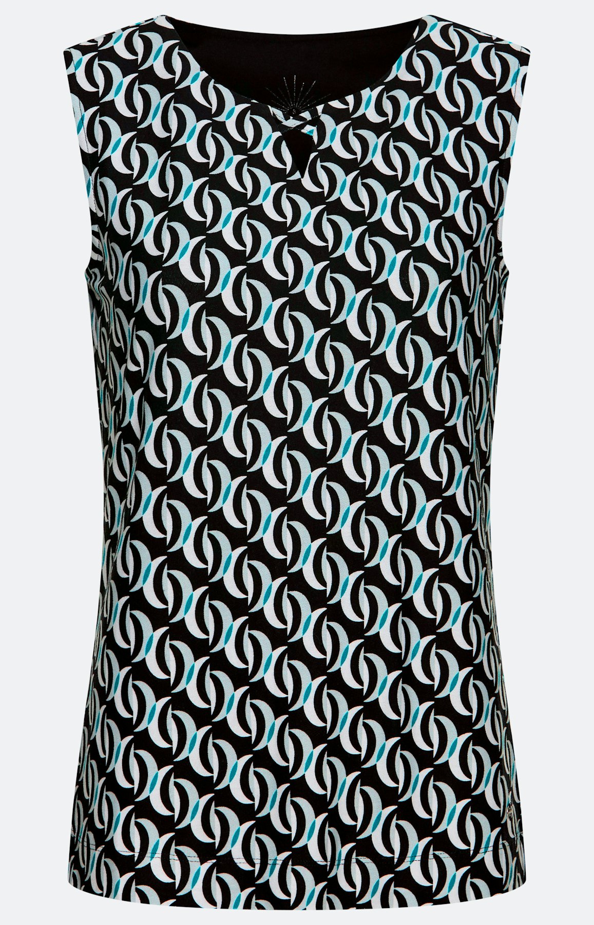 Zomerse top met print, aqua zwart