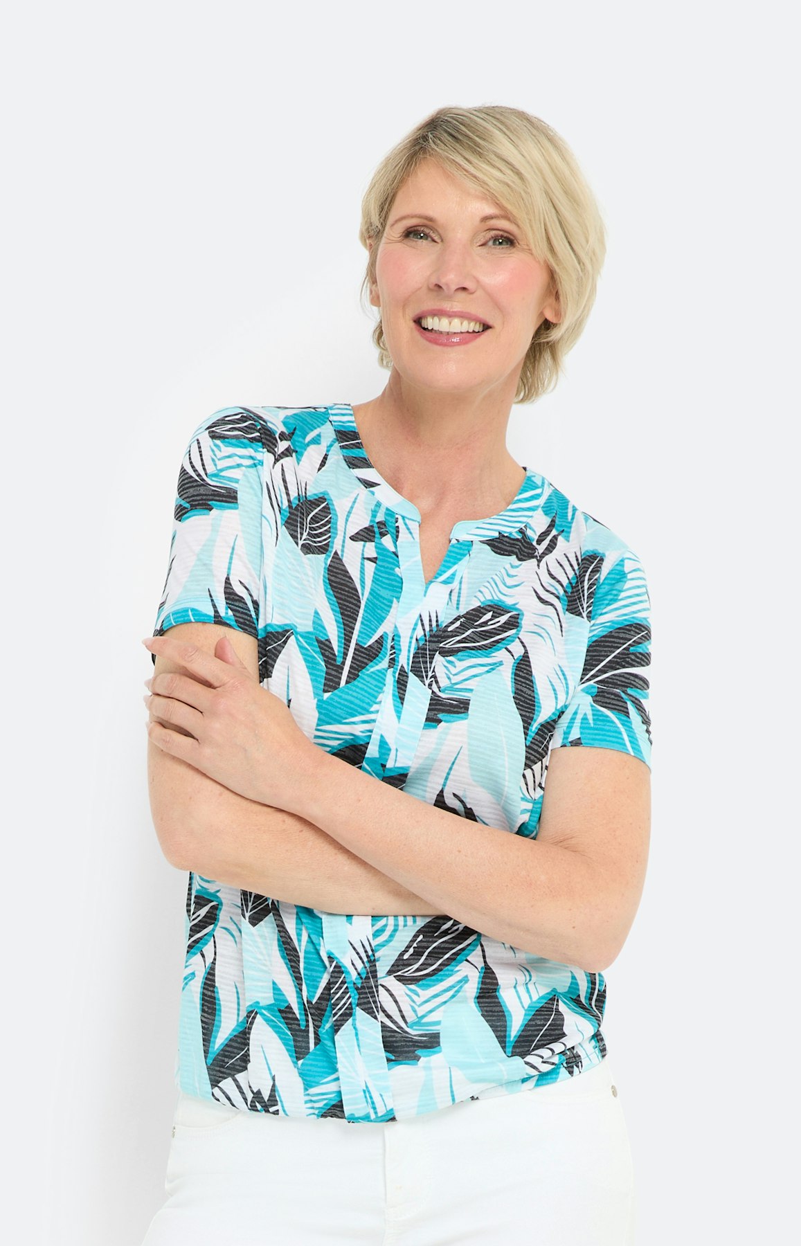 T-shirt met bloemen print all-over