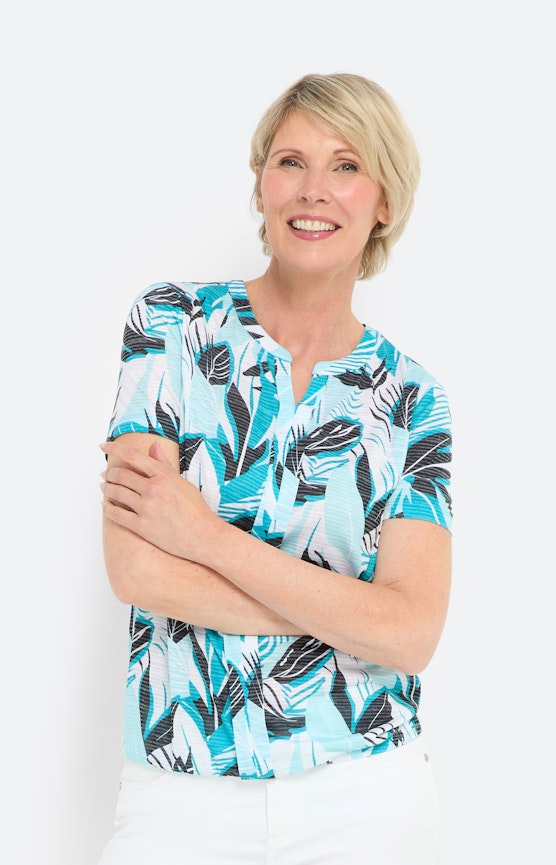 Shirt met tropische print all-over