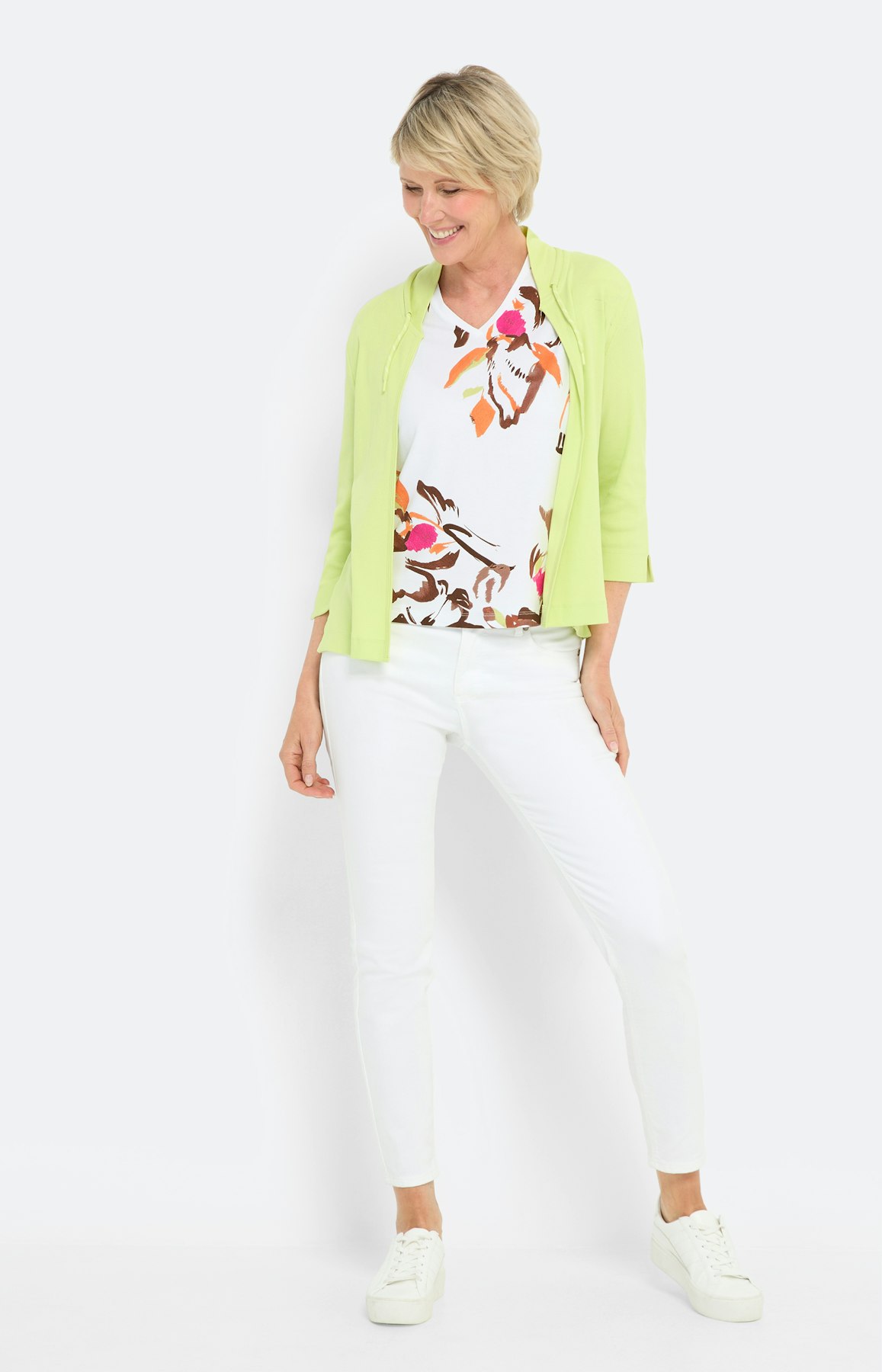 Shirt met bloemmotief, wit sunshine