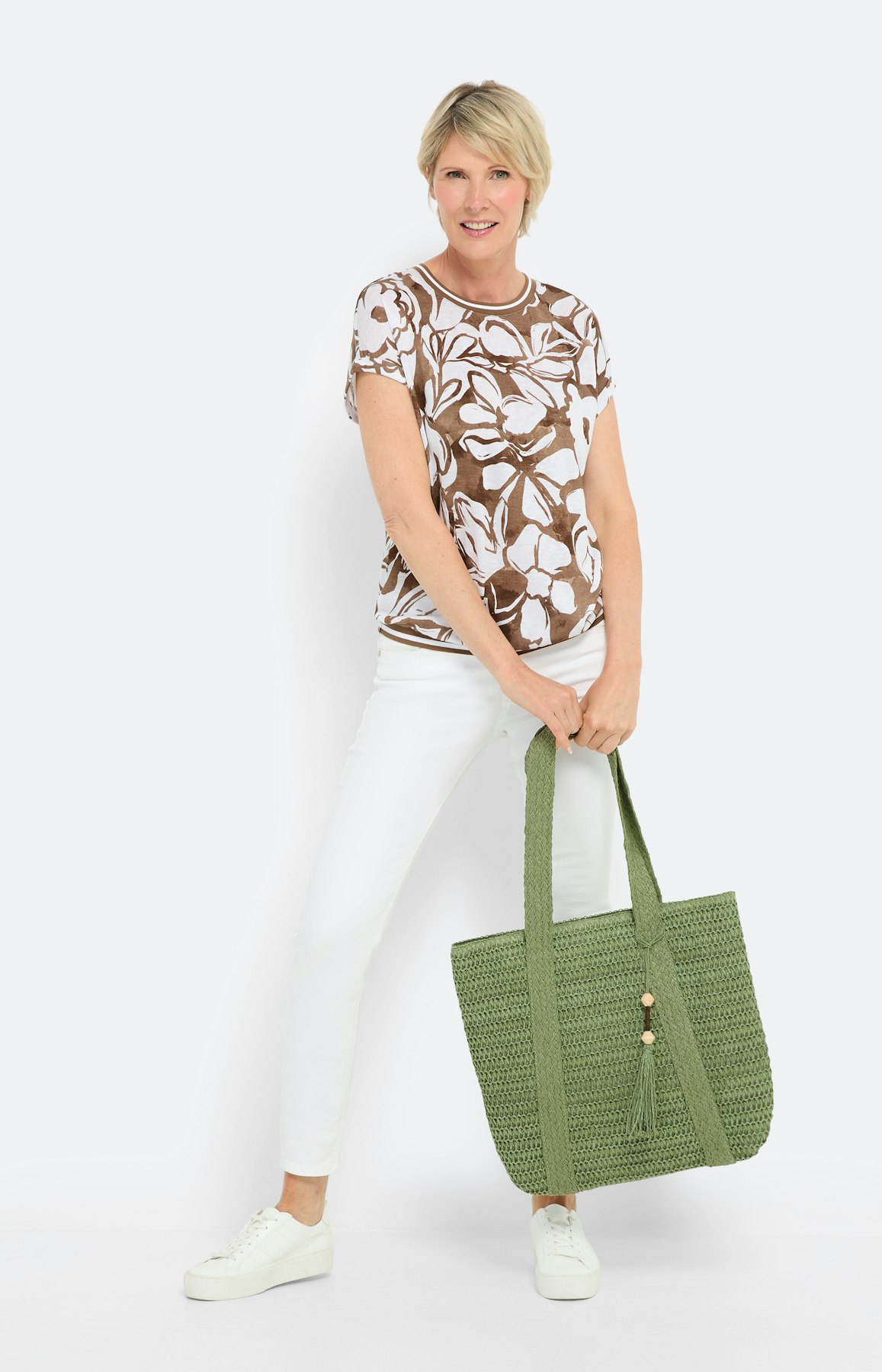 Shirt met bloemenprint, set, braun