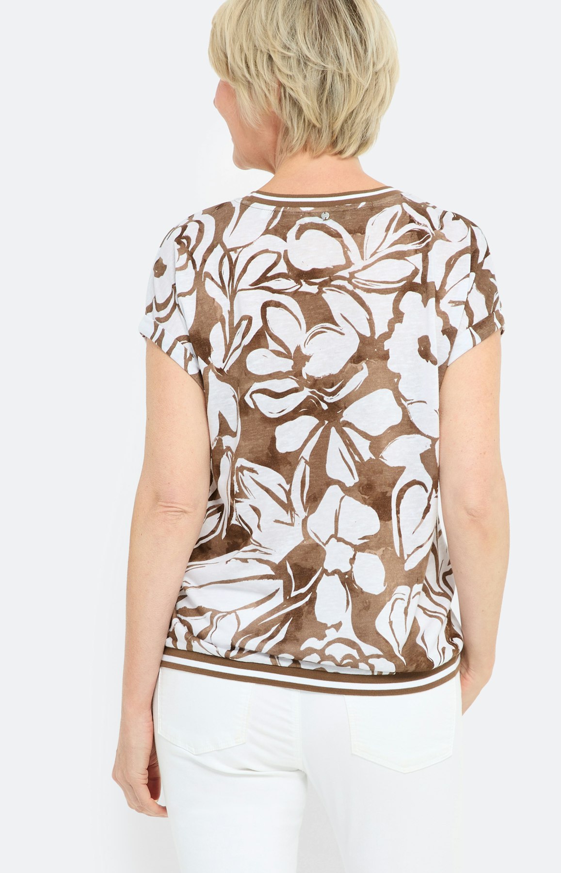 Shirt met bloemenprint, set, braun