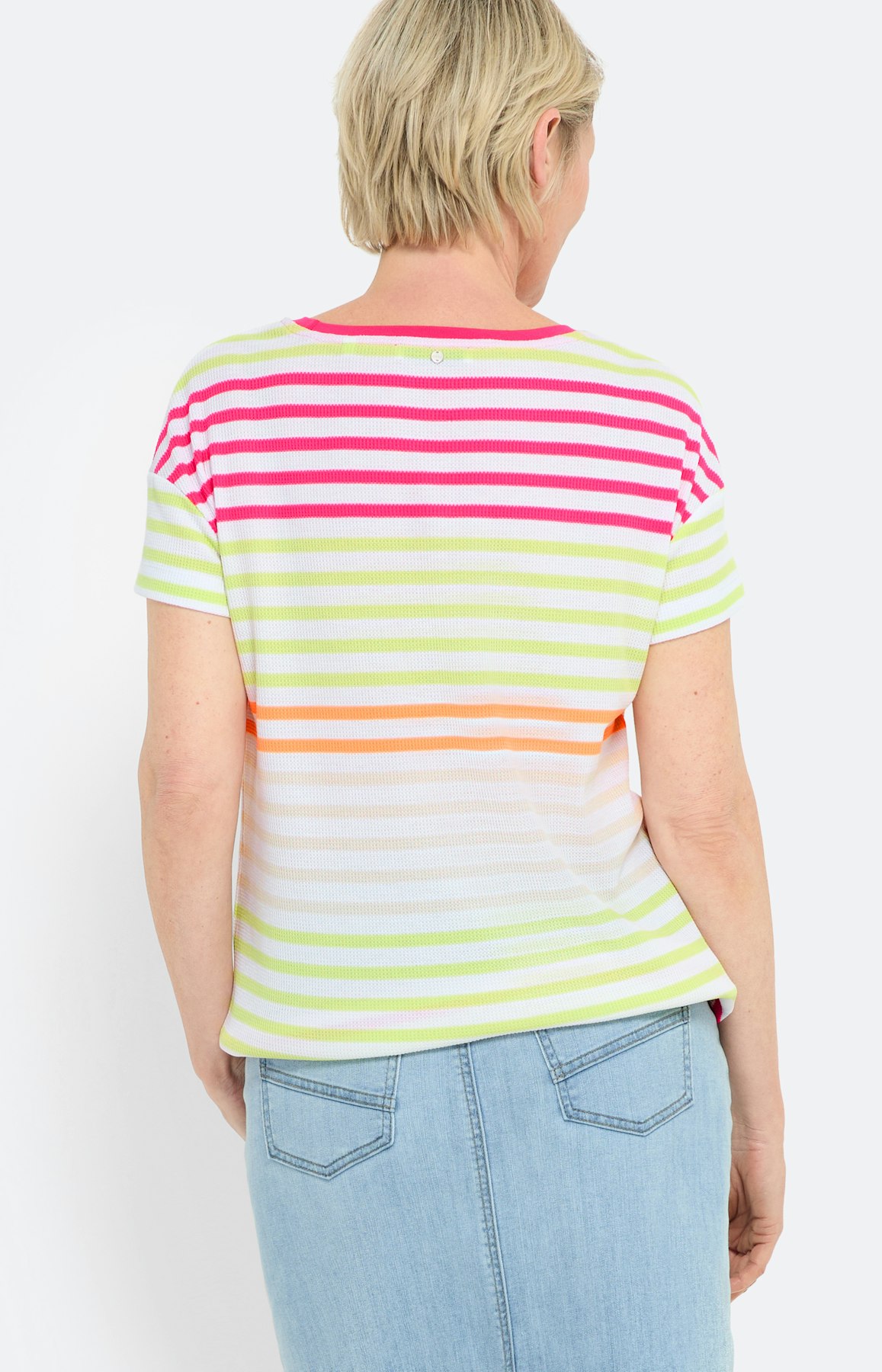 T-Shirt mit Streifen, limone pink