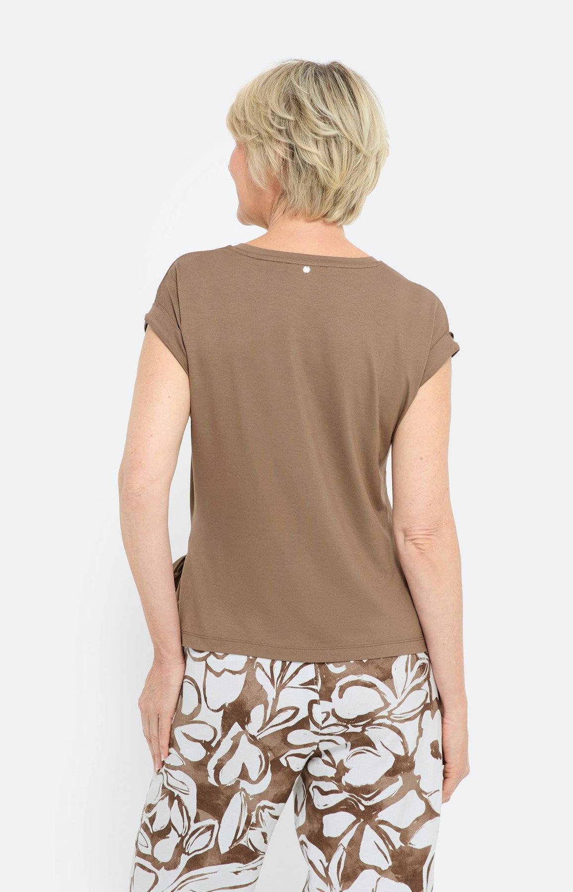 T-shirt met knoopdetail, bruin