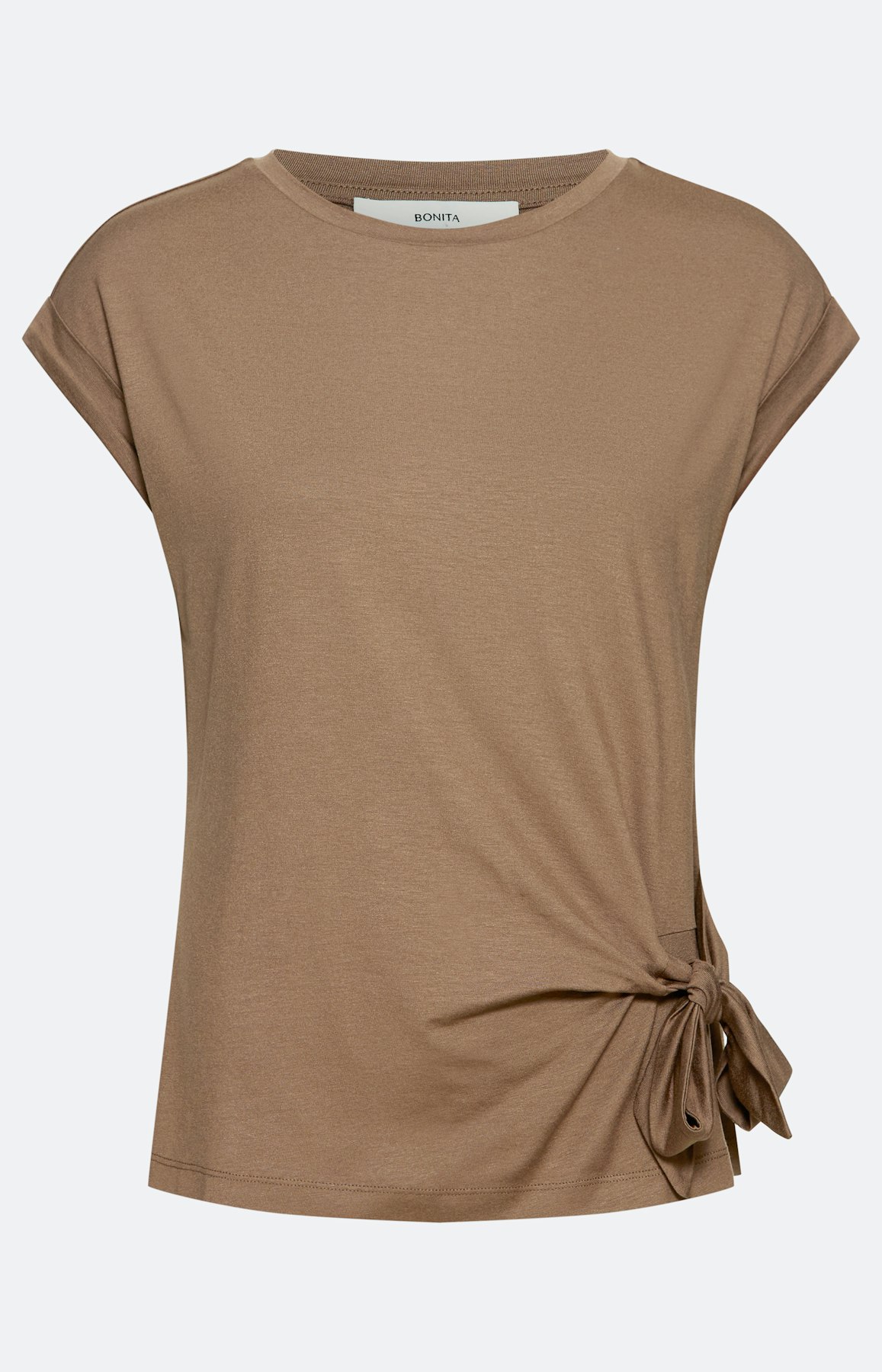 T-shirt met knoopdetail, bruin