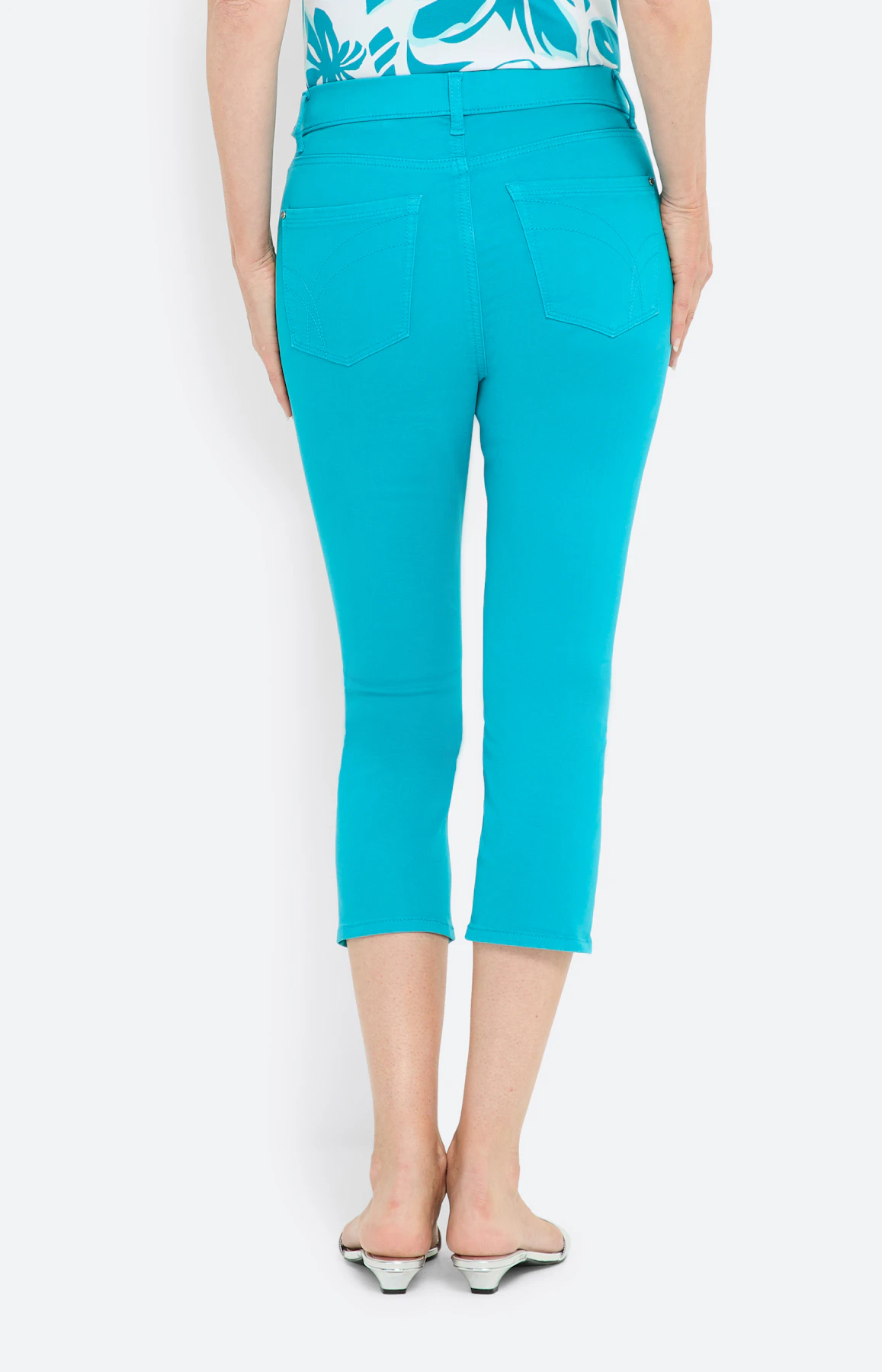 Stretch capri-jegging, turkoois blauw