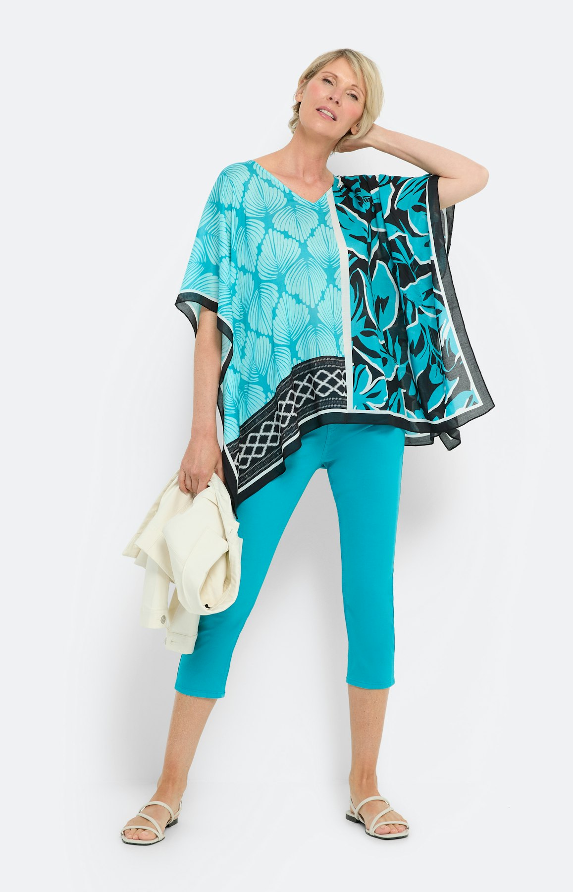 Modal-Tunika mit Print, türkis