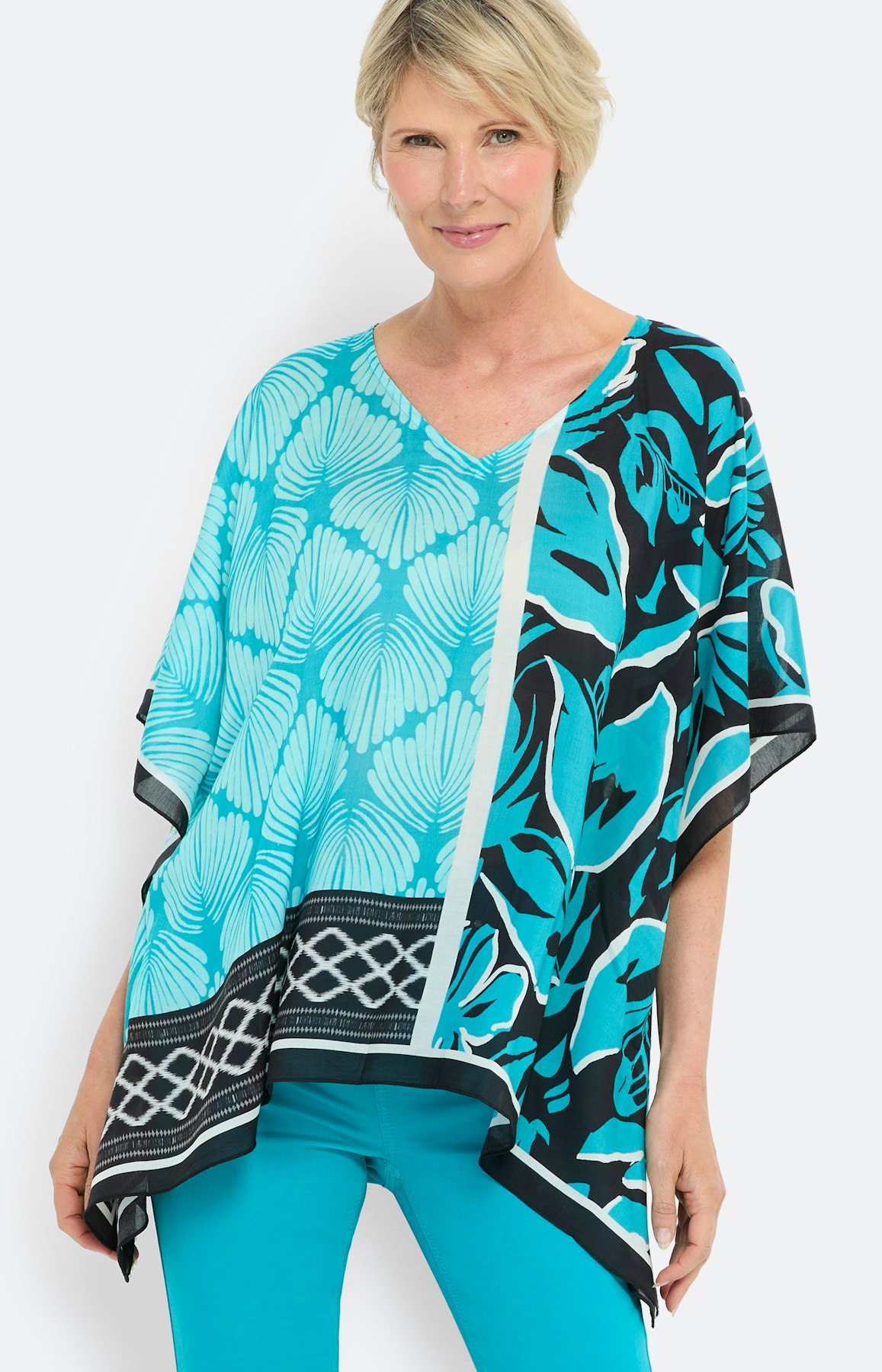 Modal-Tunika mit Print, türkis