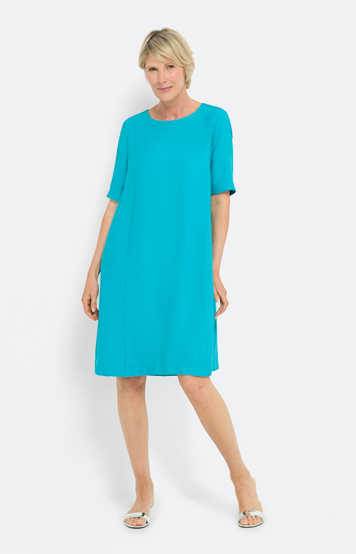 A-lijn jurk van viscose, turkoois blauw