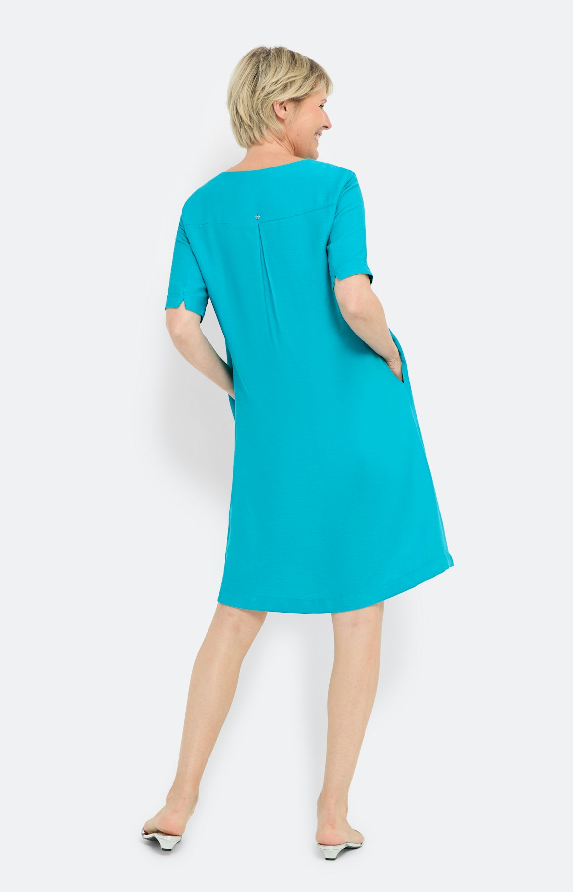 A-lijn jurk van viscose, turkoois blauw