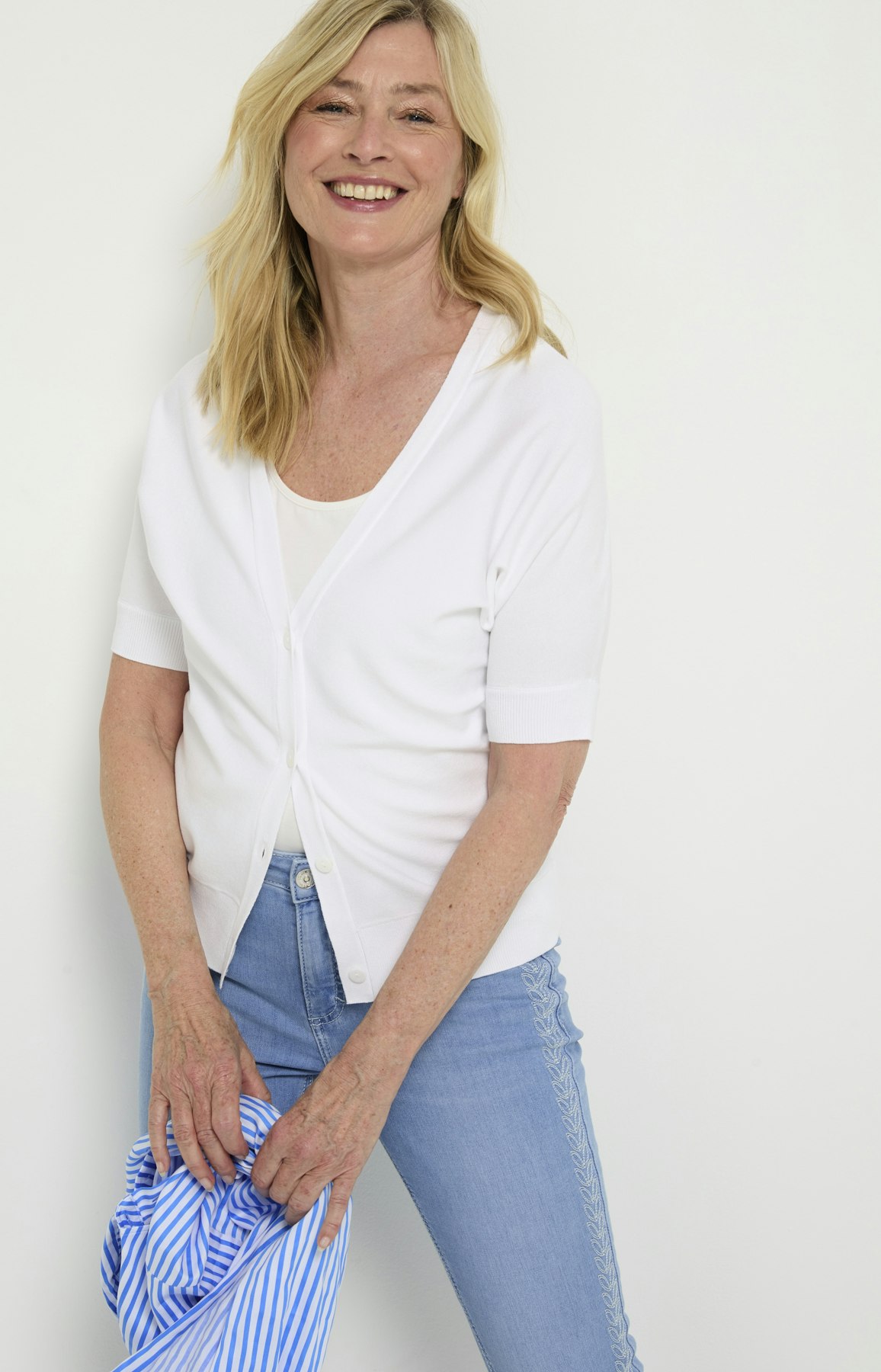 Vest met vleermuismouwen, wit