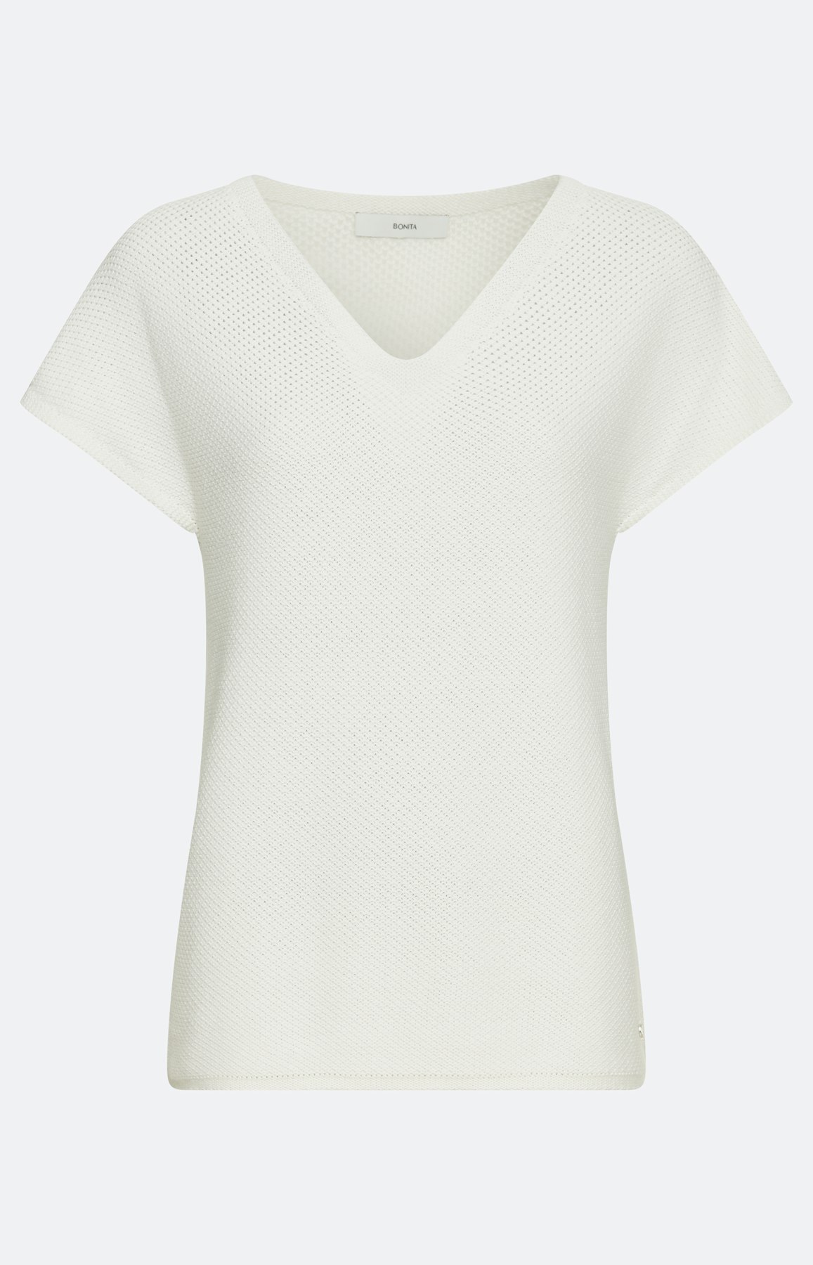 Trui met korte mouwen en V-hals, wit