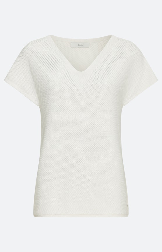 1/2 Arm Pullover mit V-Ausschnitt, weiß